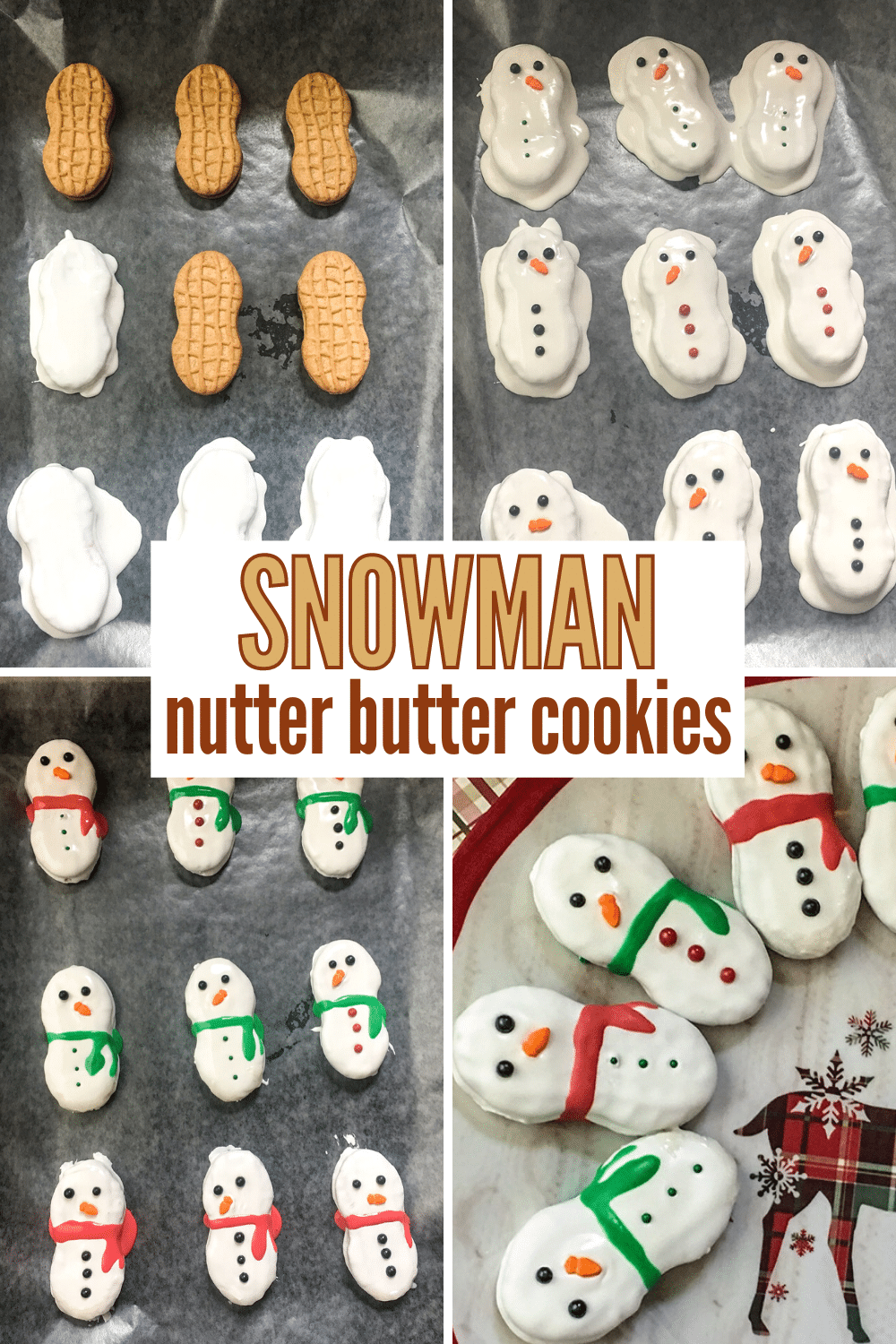 These Snowman Nutter Butter Cookies are an adorable winter treat and they're super easy to make! #nutterbutter #funfoodforkids #wintertreat via @wondermomwannab
