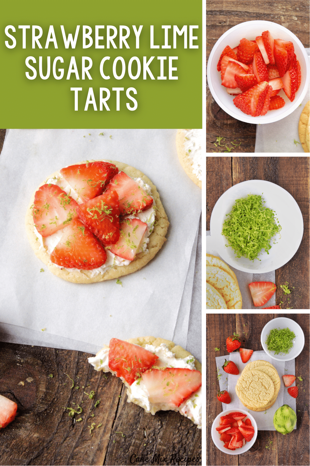 These Strawberry Lime Sugar Cookie Tarts are one of the best sugar cookie recipes. The sweetness of the strawberry with the lime is the best! #strawberry #lime #cookietarts #sugarcookie #recipe via @wondermomwannab