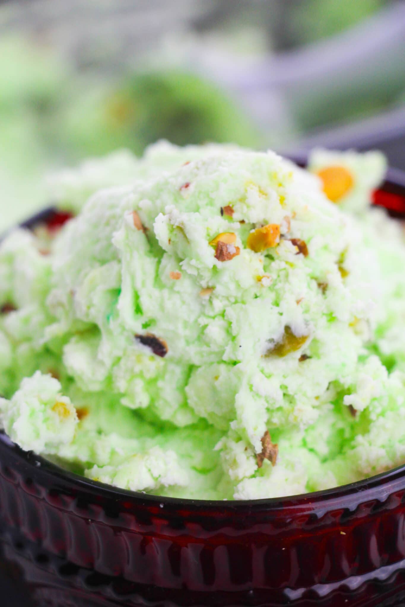 close up of pistachio ice cream 