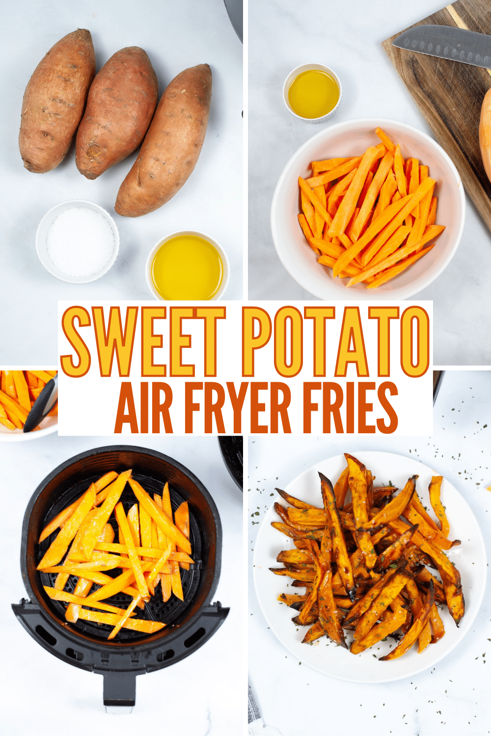 Air Fryer Sweet Potato Fries are perfectly crispy, and a great healthy swap for traditional french fries. They're a quick to make side dish! #airfryer #sweetpotatofries #sweetpotato #frenchfries #recipe via @wondermomwannab