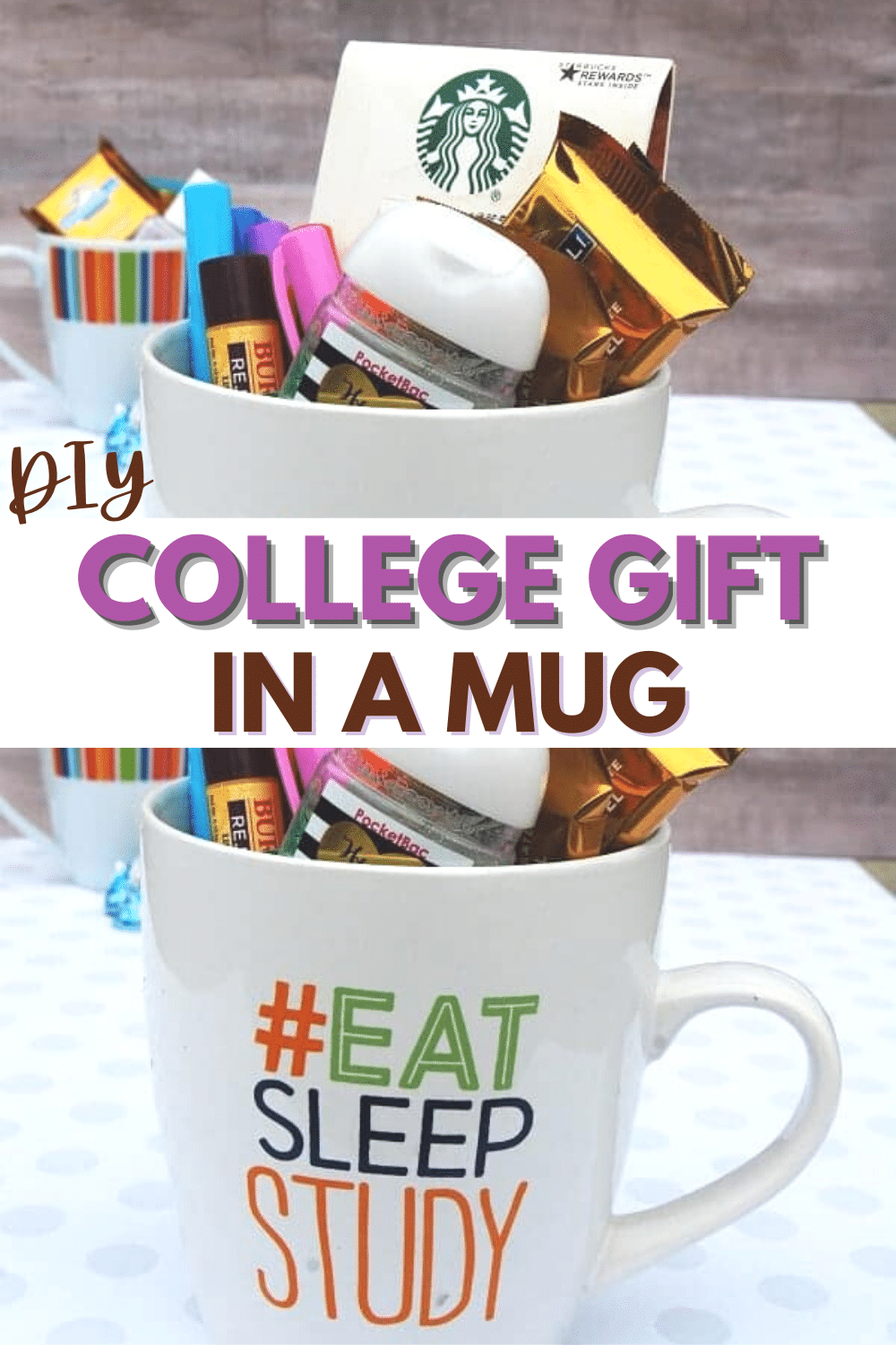 This college gift in a mug is a fun and easy gift idea for any college student. Perfect for encouragement during finals week or any time as a simple treat. #college #collegegift #giftidea #collegestudent via @wondermomwannab