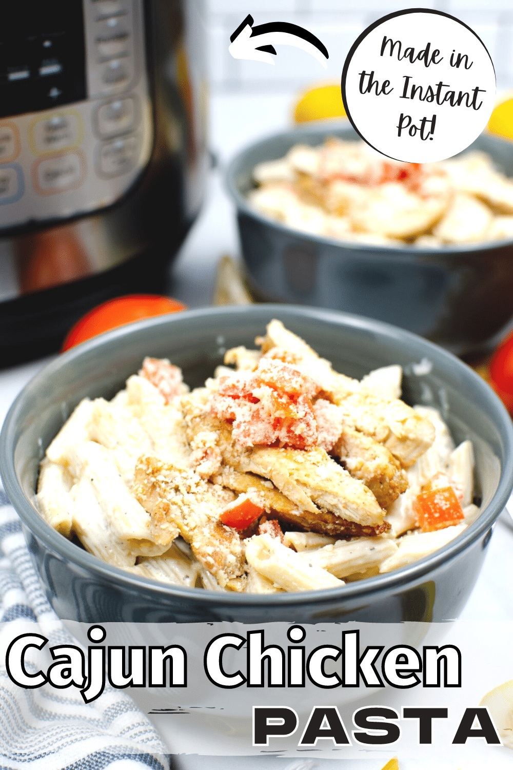 Instant Pot Cajun Chicken Pasta is a creamy and spicy pasta dish that's an easy weeknight dinner. It's family friendly & ready in 40 minutes! #instantpot #pressurecooker #cajun #chicken #pasta via @wondermomwannab