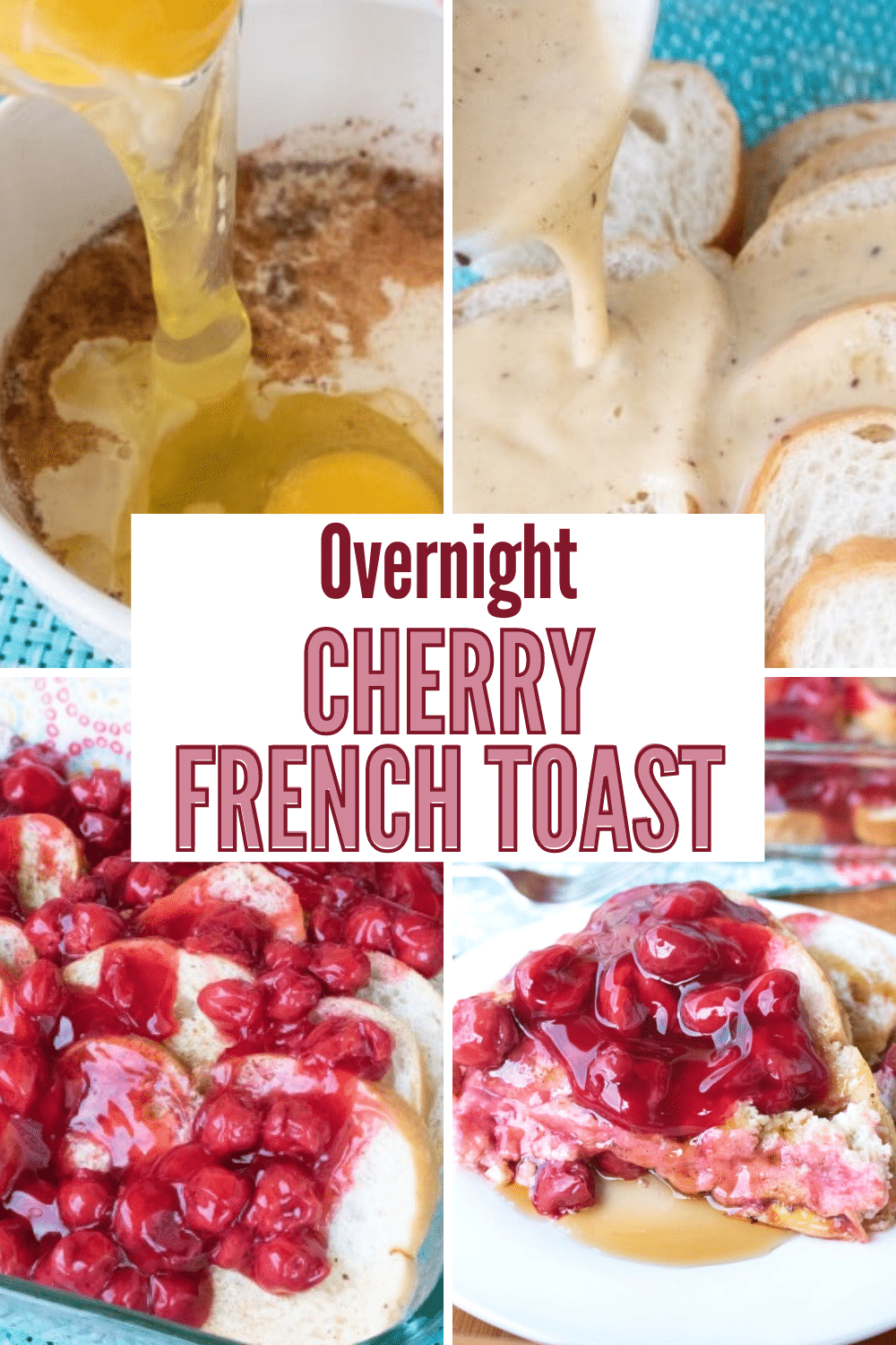 This Overnight Cherry Baked French Toast Bake is such a delicious and easy breakfast casserole! #makeahead #breakfast #casserole via @wondermomwannab