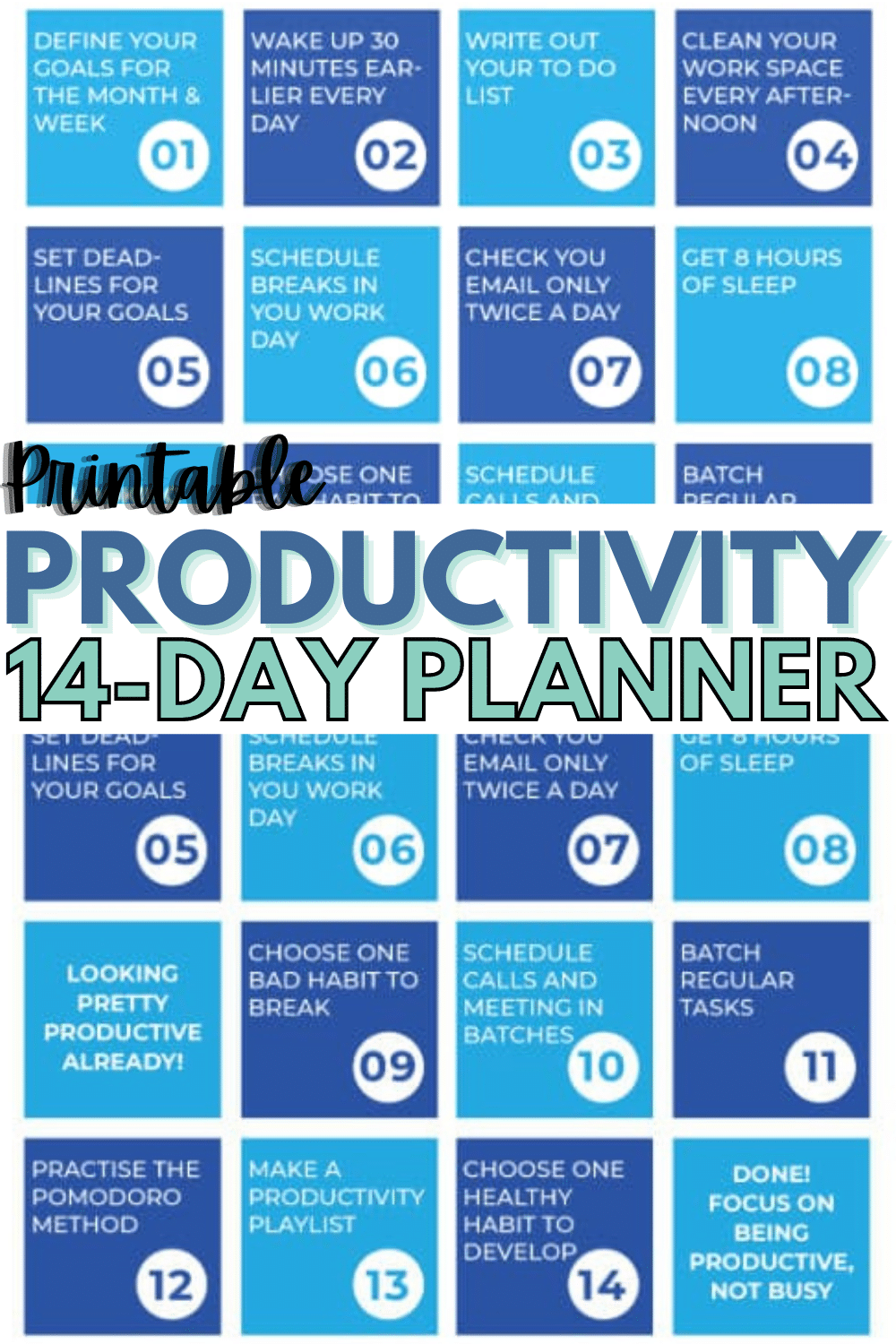 This printable productivity planner comes with a 14-day productivity challenge and a daily planner to help you accomplish more. #planner #printables #productivity via @wondermomwannab