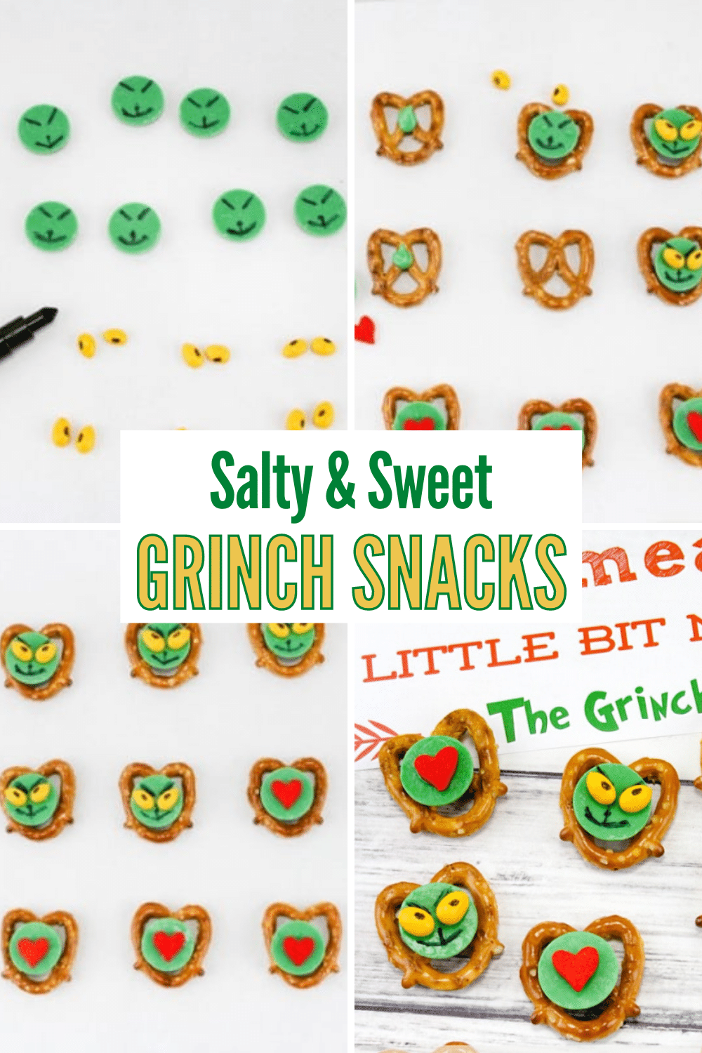 I'm definitely making up a batch of these Grinch Pretzel Treats to snack on while watching "The Grinch Who Stole Christmas." Adorable! And so easy to make too! #thegrinch #funfood #Christmastreats via @wondermomwannab