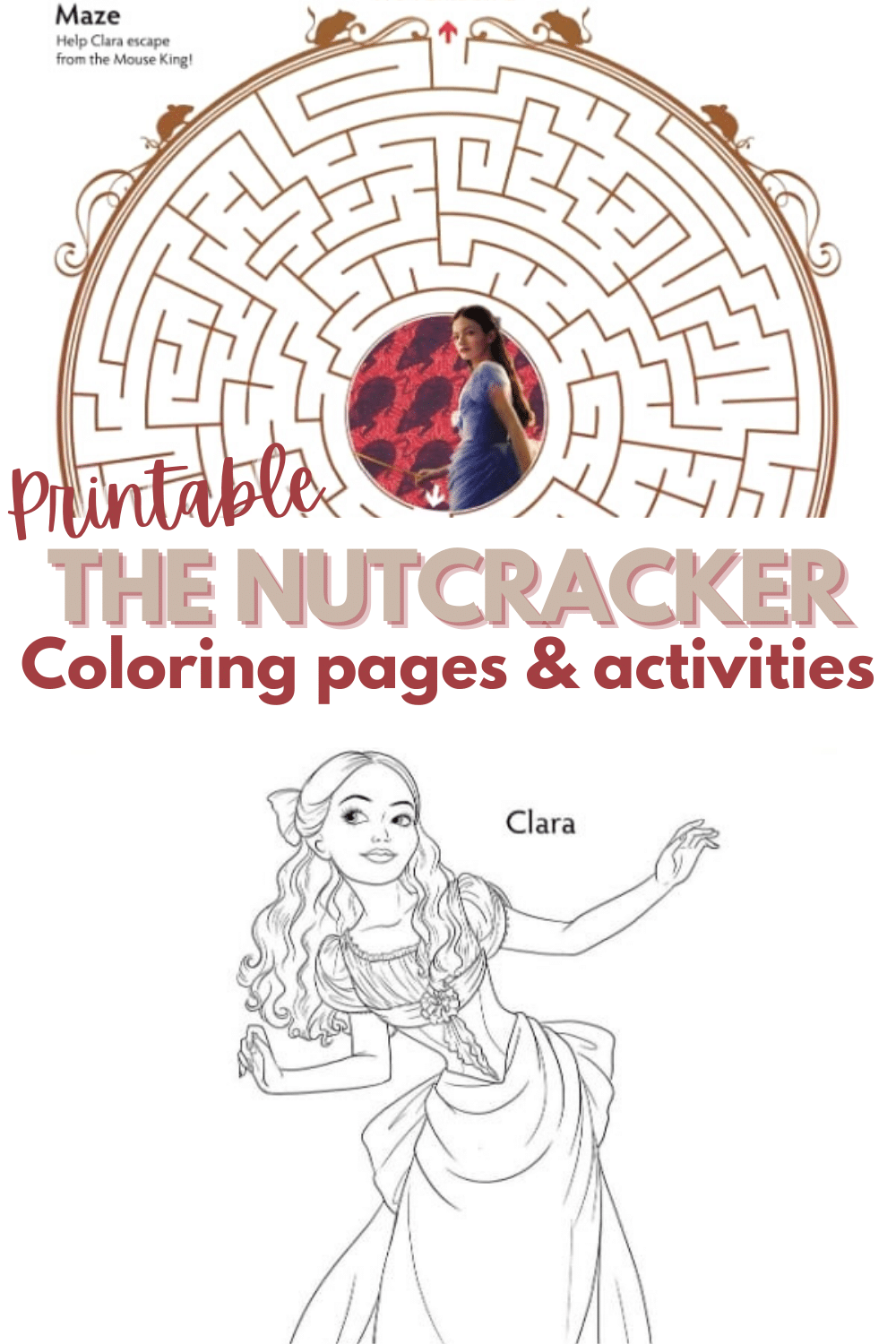 This activity book has 11 different Nutcracker coloring pages, 3 activities and printable bookmarks too! Completely free to download and print. #TheNutcracker #printables #activitybook #coloringpages via @wondermomwannab