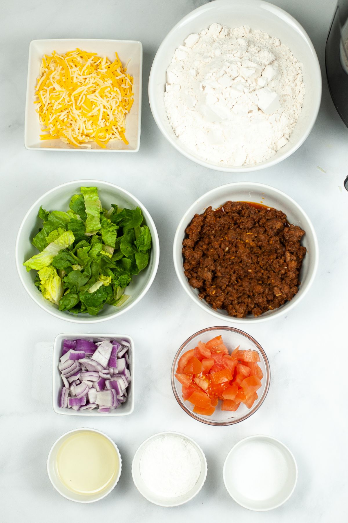 Ingredients used to make an Air Fryer Indian Taco Bread.