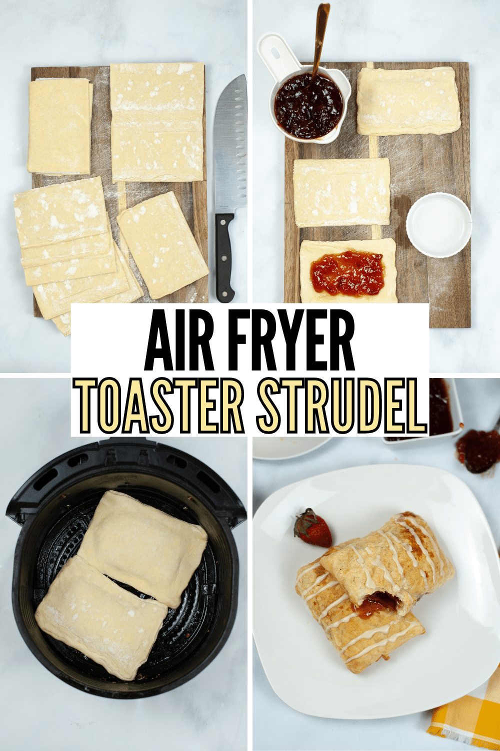 Air Fryer Toaster Strudel is easy to make and turns out perfectly flaky and sweet. This homemade version will be a success with your family. #airfryer #toasterstrudel #homemade #breakfast #recipe via @wondermomwannab