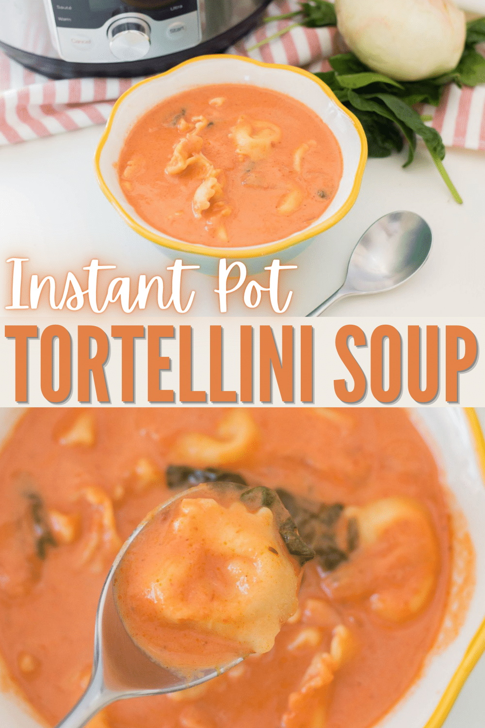 Instant Pot Tortellini Soup is one of the most delicious Instant Pot recipes. In just a few minutes you’ll have a hearty, healthy meal. #instantpot #pressurecooker #tortellinisoup #tortellini #soup via @wondermomwannab