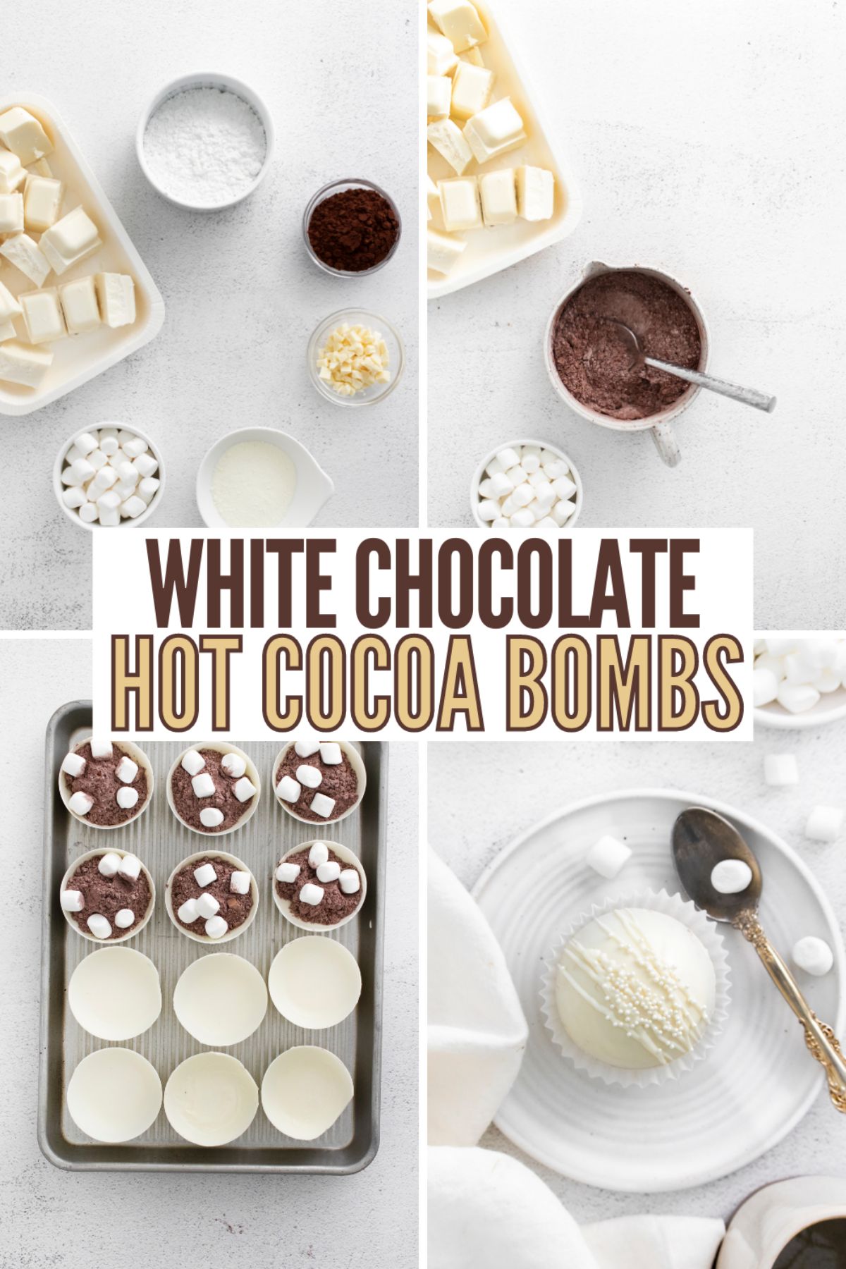 This White Chocolate Hot Cocoa Bomb is the perfect white chocolate twist on a traditional cocoa bomb. It reminds me of freshly fallen snow. #hotcocoabomb #hotcocoa #whitechocolate #recipe #cocoabomb via @wondermomwannab