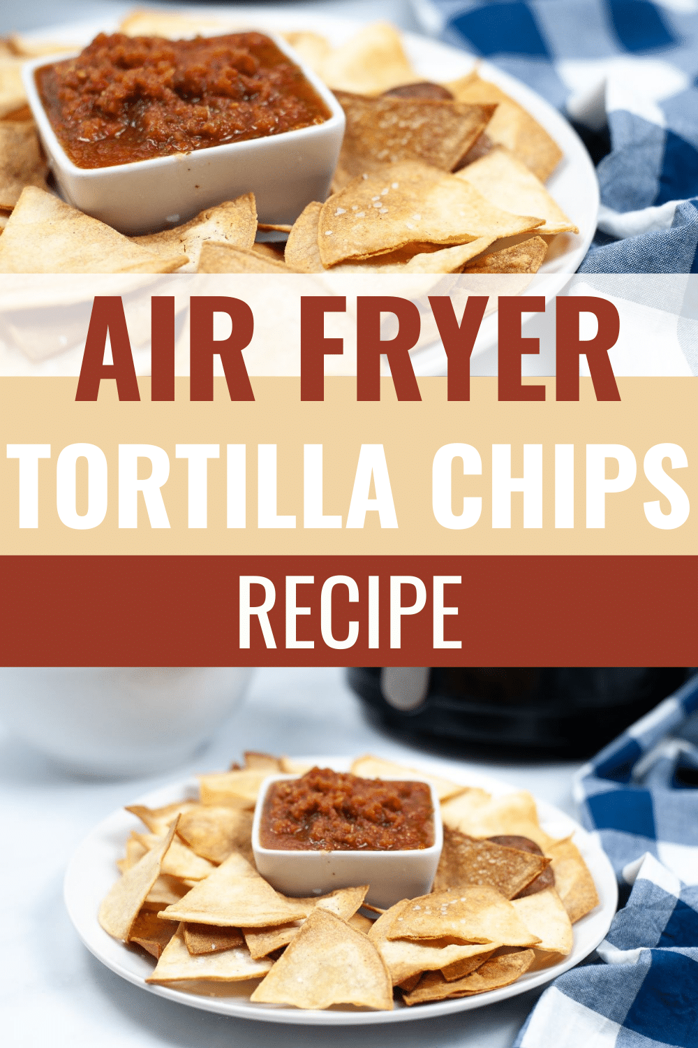 This Air Fryer Tortilla Chips recipe is an easy way to make crispy, crunchy tortilla chips without frying in oil. You won't buy chips again! #airfryer #tortillachips #chips #recipe via @wondermomwannab