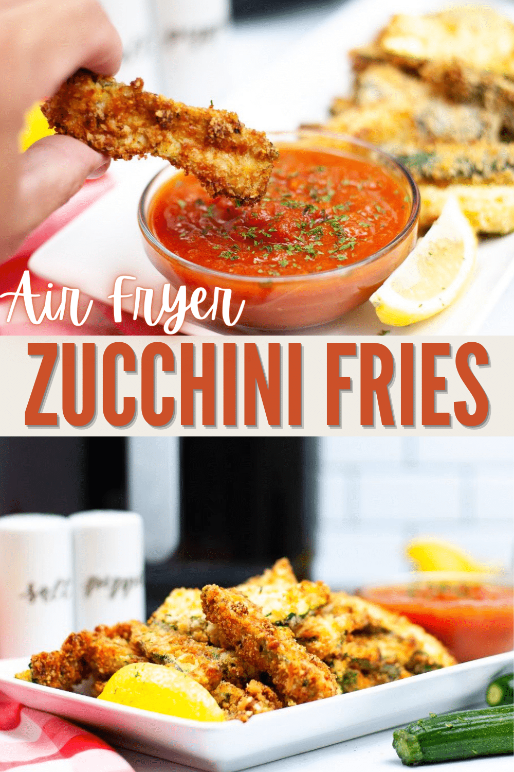Air Fryer Zucchini Fries are light and crispy and full of fresh flavor. They're an amazingly delicious, flavorful and healthy snack! #airfryer #zucchinifries #zucchini #fries #healthysnack via @wondermomwannab