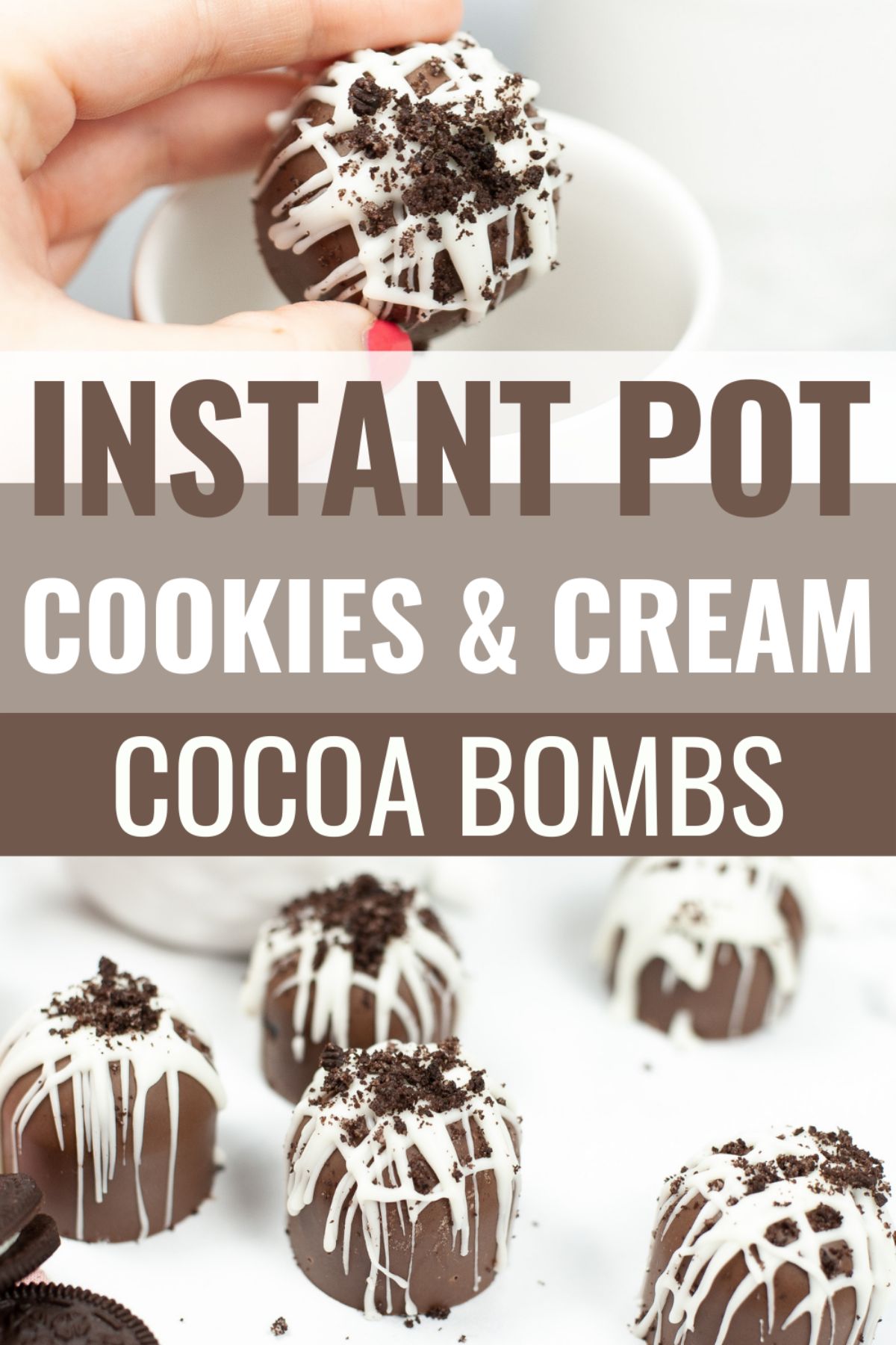 Cookies and Cream Hot Cocoa Bombs are easy to make and result in a creamy and flavorful cup of hot cocoa. A warm pick me up on a cool day! #cookiesandcream #hotcocoabomb #hotcocoa #recipe #winter via @wondermomwannab