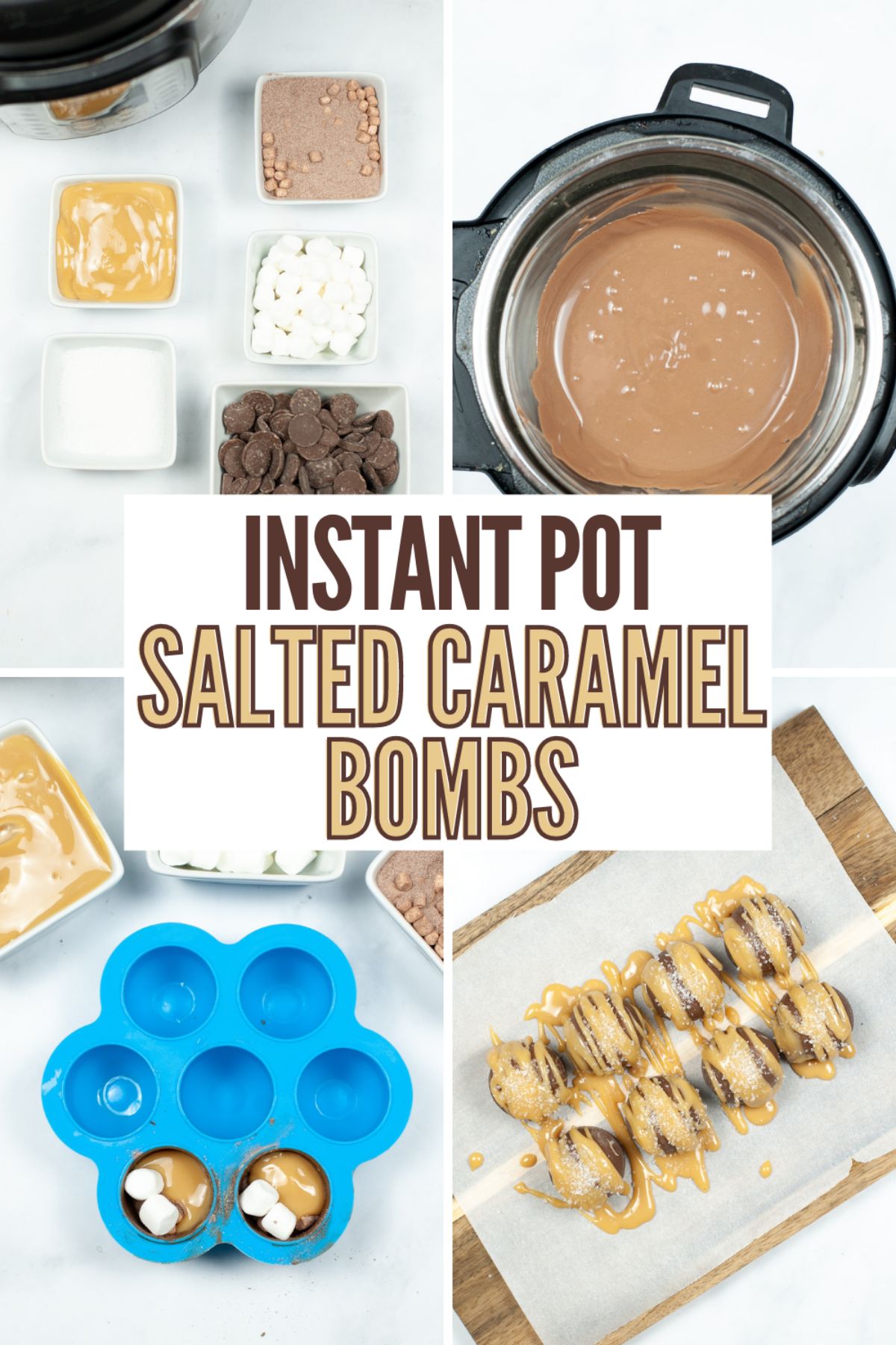 Instant Pot Salted Caramel Hot Cocoa Bombs are the perfect mixture of sweet and salty. They're a great budget-friendly homemade gift. #instantpot #pressurecooker #hotcocoabombs #cocoabombs #saltedcaramel via @wondermomwannab