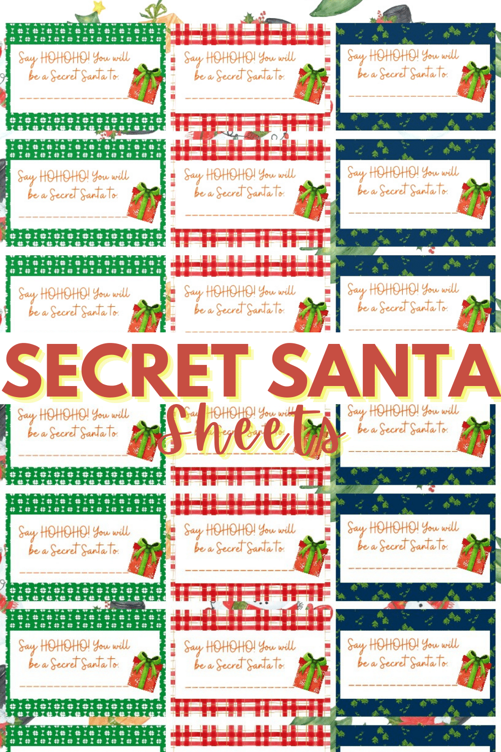 Use these Secret Santa Sheets as a fun way to create an epic gift exchange. This free download is a great way to draw names and participate. #secretsanta #giftexchange #freedownload #freeprintable #christmas via @wondermomwannab