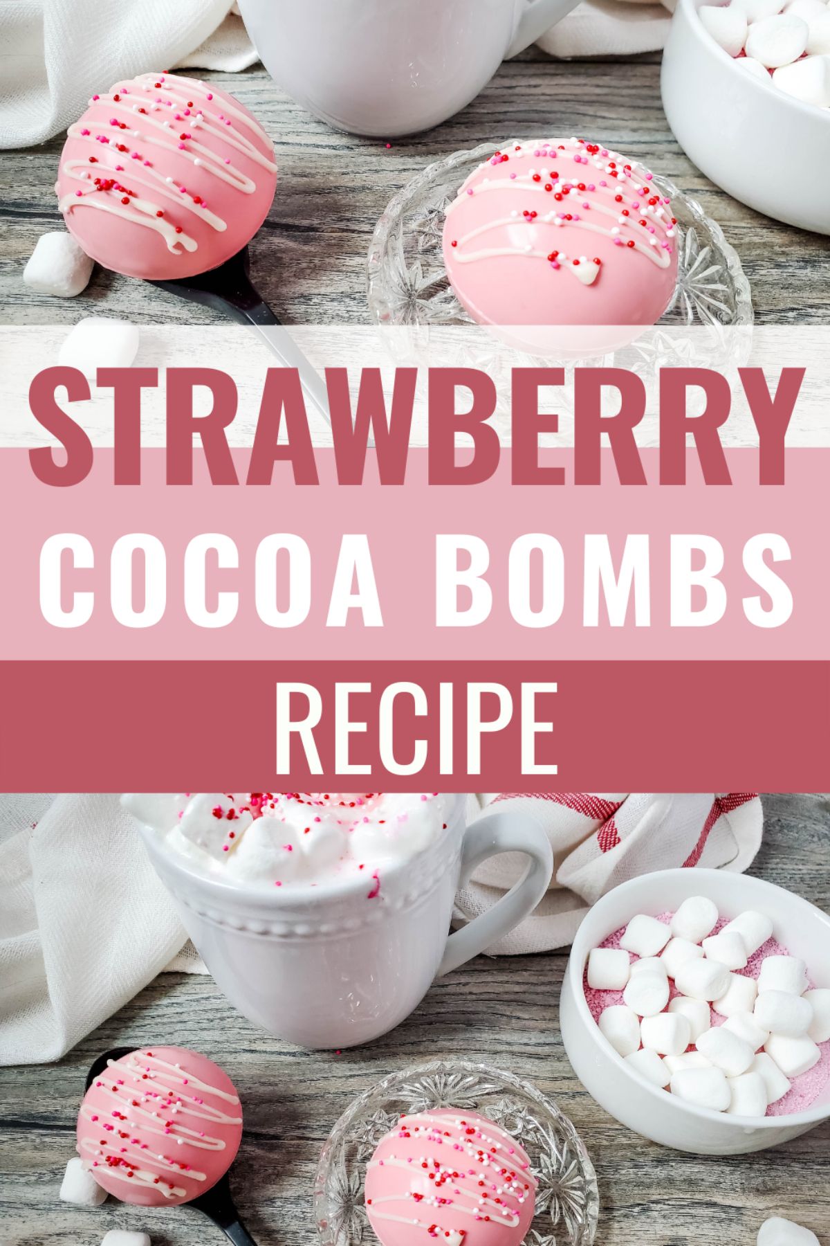 Strawberry Hot Cocoa Bombs are sweet and creamy with a tasty strawberry flavor. They're perfect for Valentine’s Day or a pink party. #strawberry #hotcocoabombs #valentinesday #winter #hotcocoa via @wondermomwannab