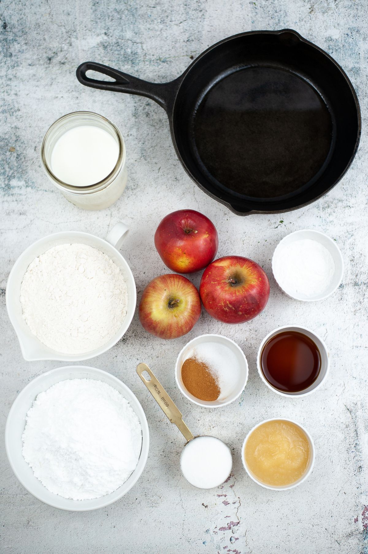 Ingredients used to make Apple Fritters.