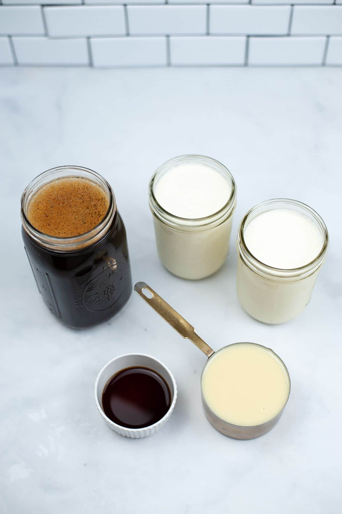 Ingredients used to make Starbucks Copycat Vanilla Sweet Cream.