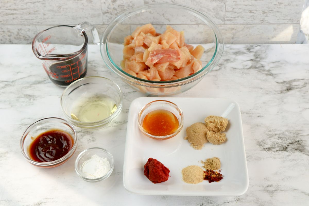 Ingredients used to make Instant Pot General Tso's Chicken.