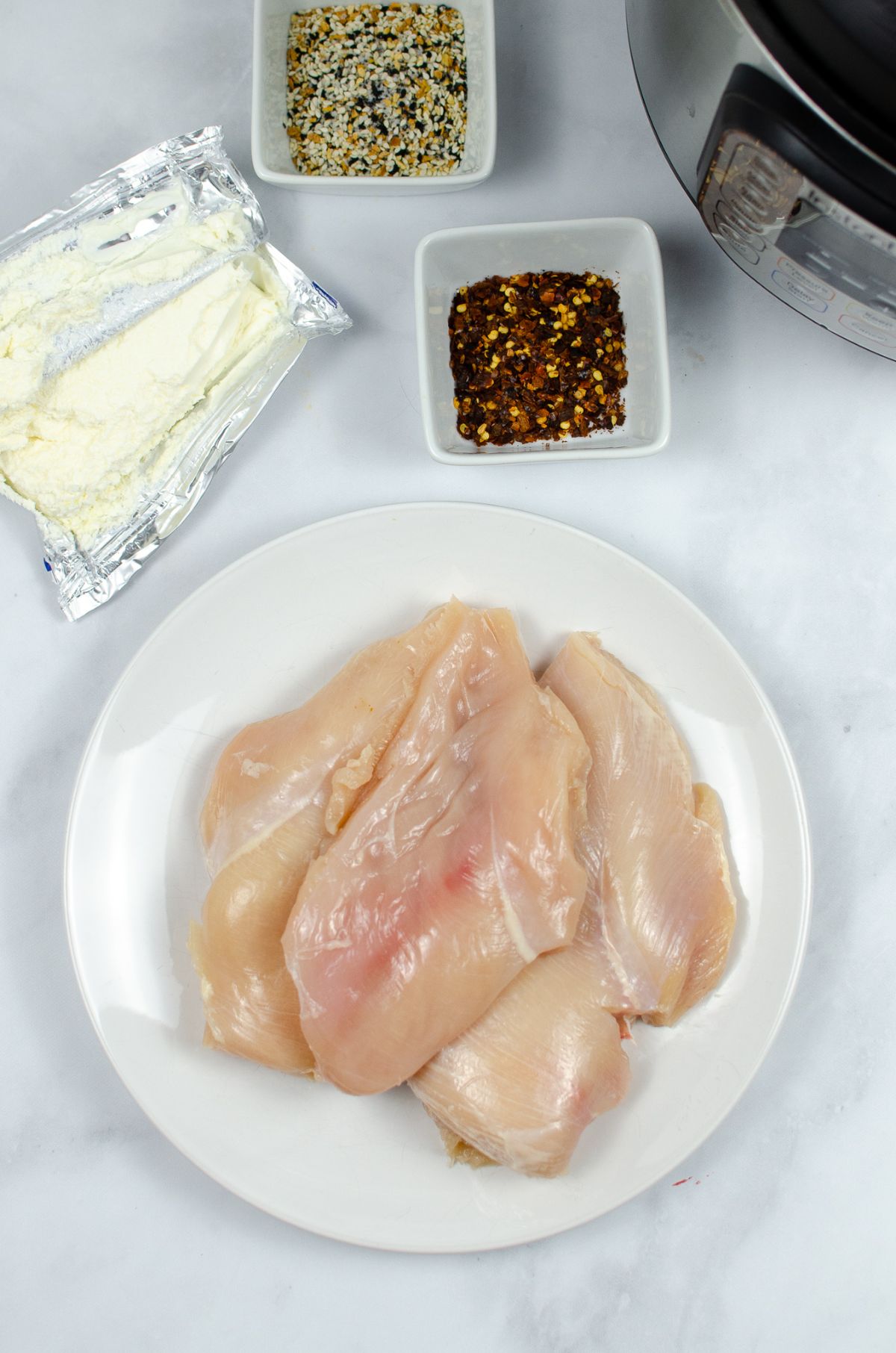 Ingredients used to make Instant Pot cream cheese Chicken.