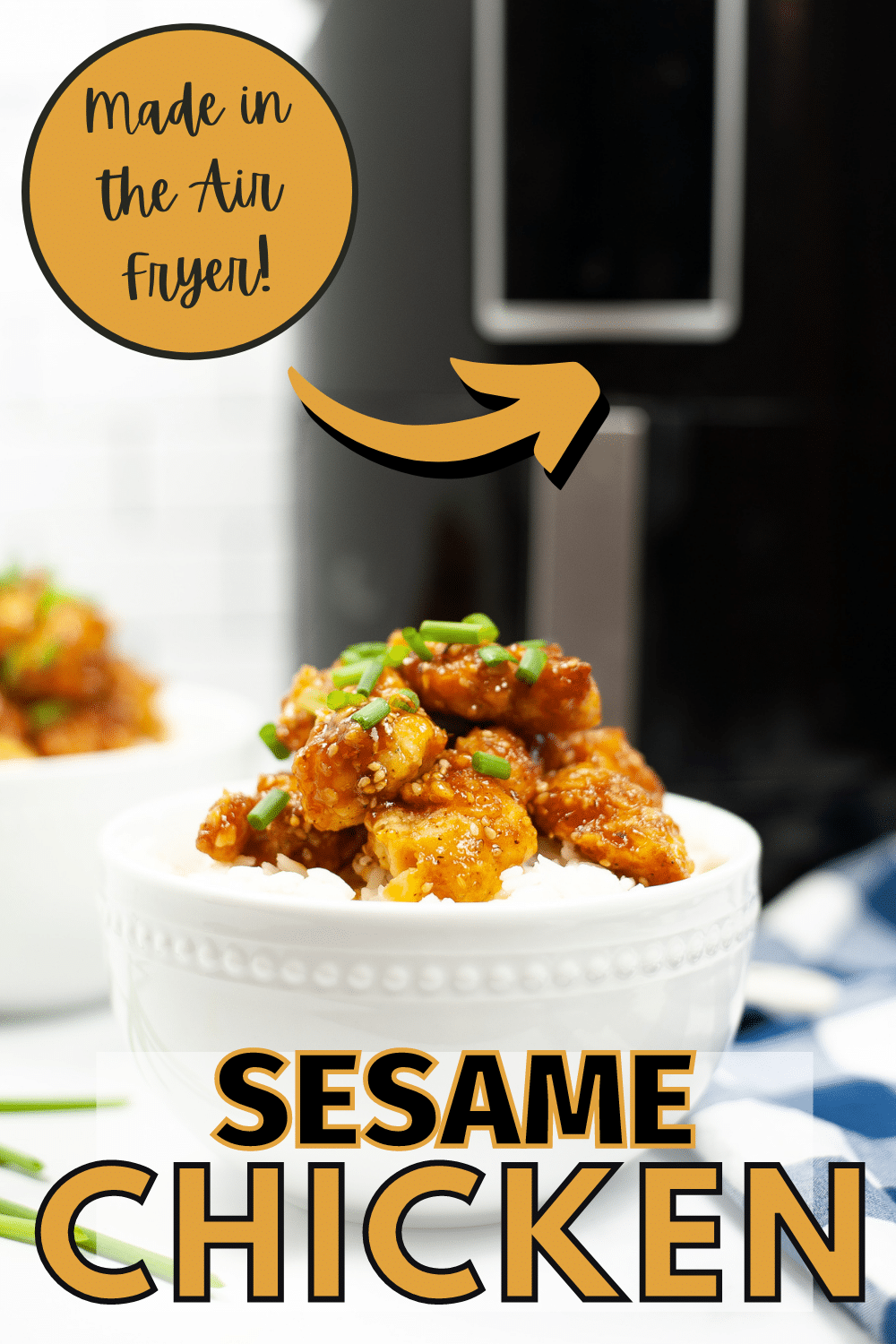 Air Fryer Sesame Chicken is so easy to make, you can whip up a batch any night of the week. It’s also much healthier than getting takeout. #airfryer #sesamechicken #dinner #recipe #chicken via @wondermomwannab