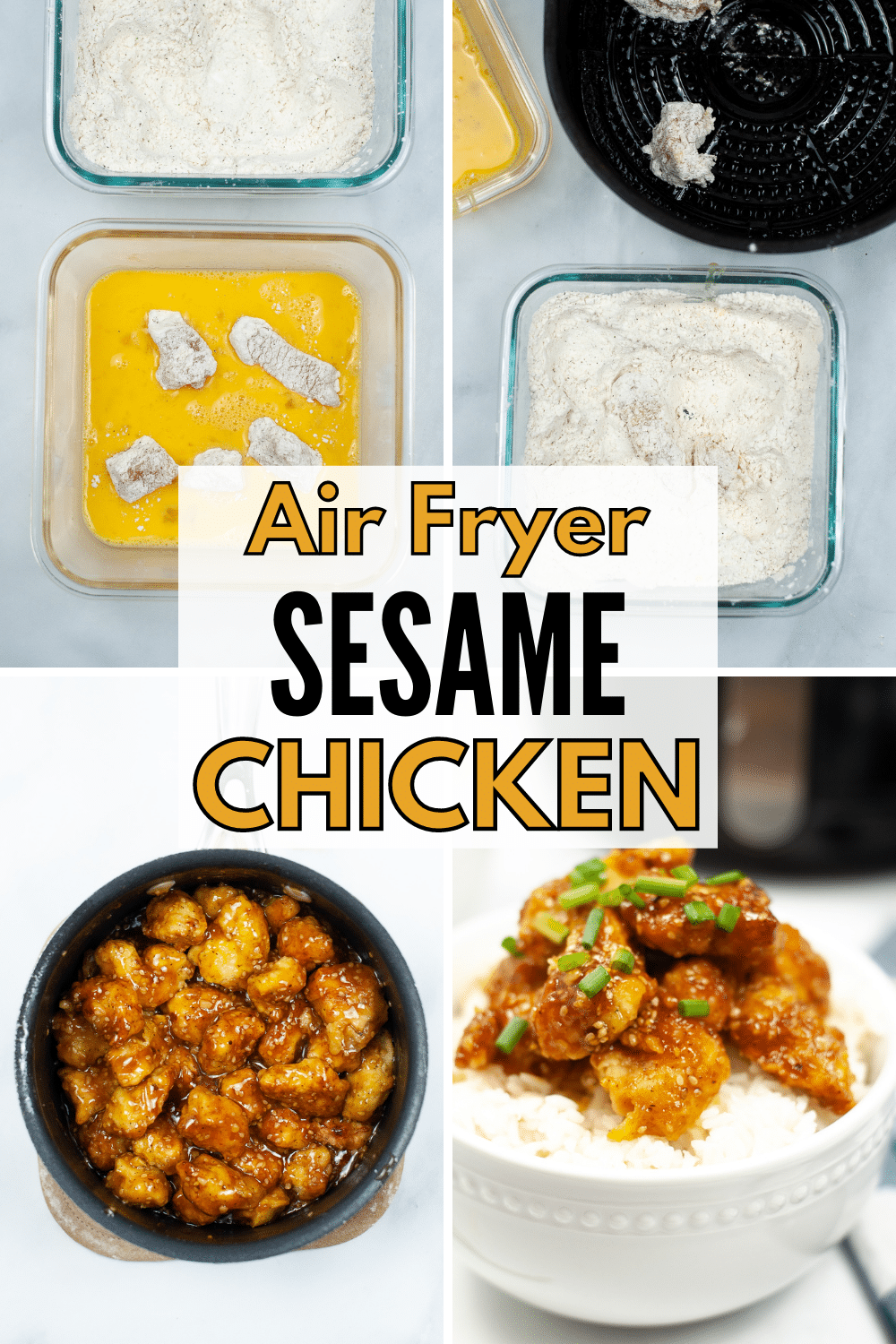 Air Fryer Sesame Chicken is so easy to make, you can whip up a batch any night of the week. It’s also much healthier than getting takeout. #airfryer #sesamechicken #dinner #recipe #chicken via @wondermomwannab