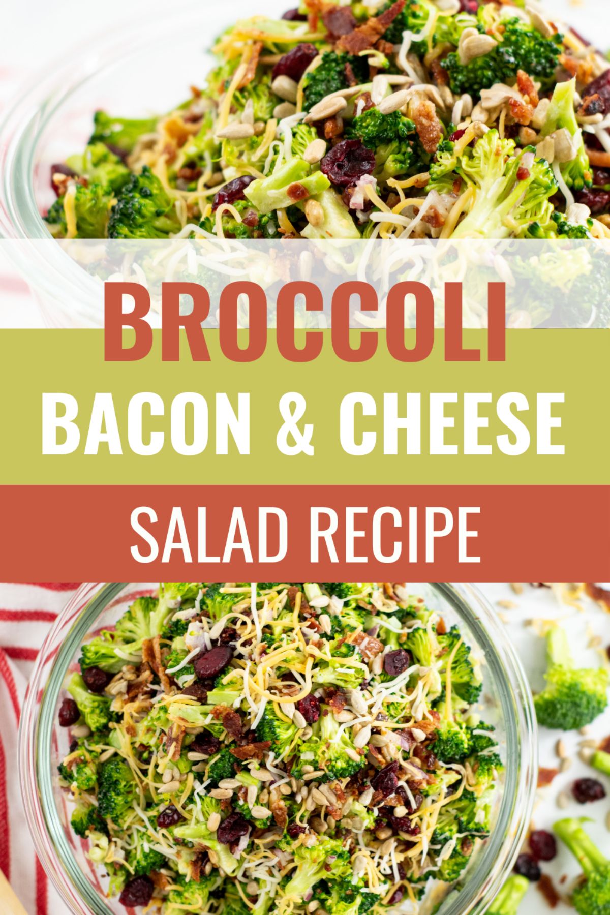 This Broccoli Bacon and Cheese Salad is anything but routine. With savory bacon and a tangy dressing, it’s perfect for any picnic or potluck. #broccolibaconandcheesesalad #salad #broccolisalad #saladrecipes via @wondermomwannab