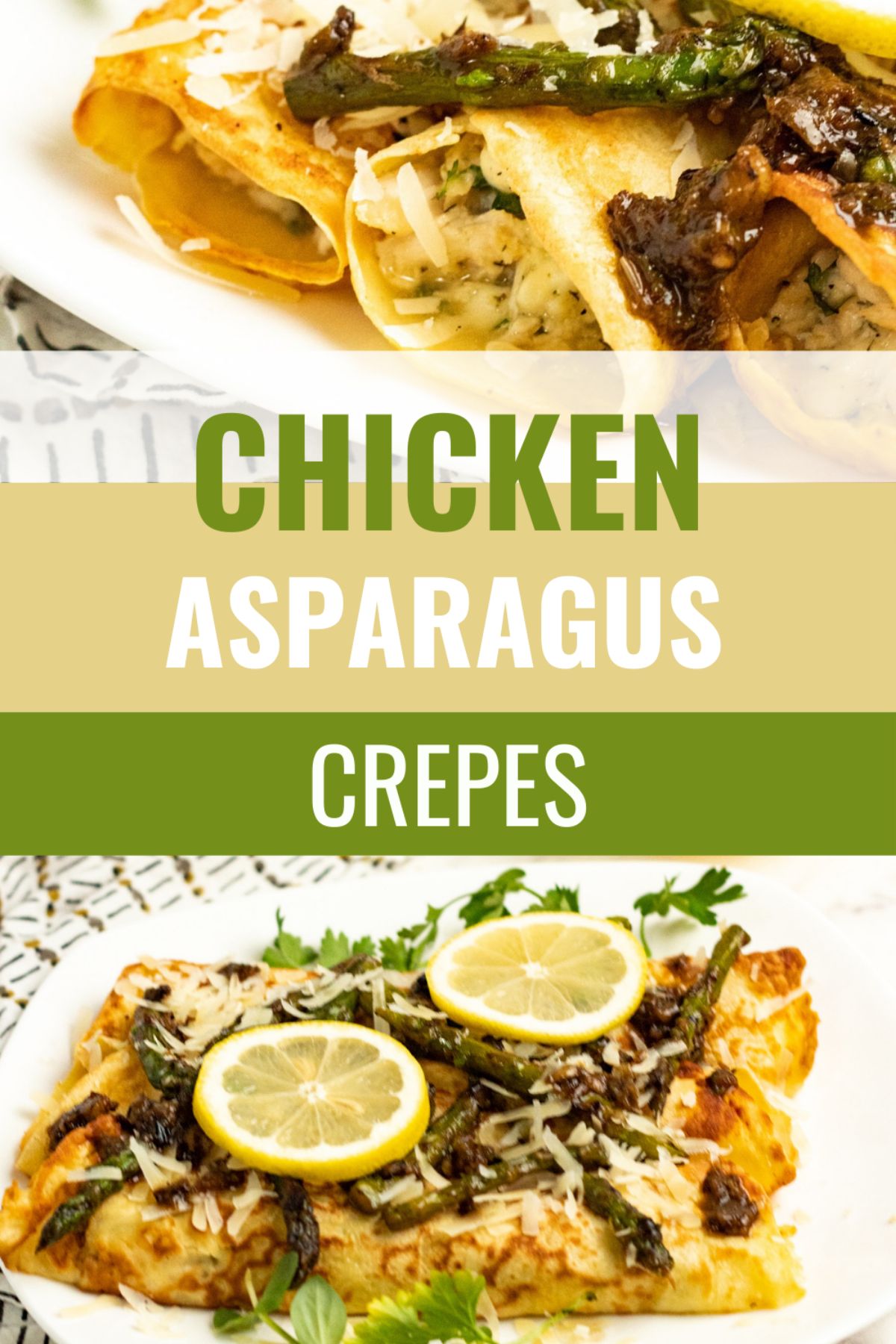 These Chicken Asparagus Crepes are light, fluffy, and perfectly filling. They make the perfect breakfast or brunch dish! #chickenasparaguscrepes #chicken #asparaguscrepes #crepesrecipe via @wondermomwannab
