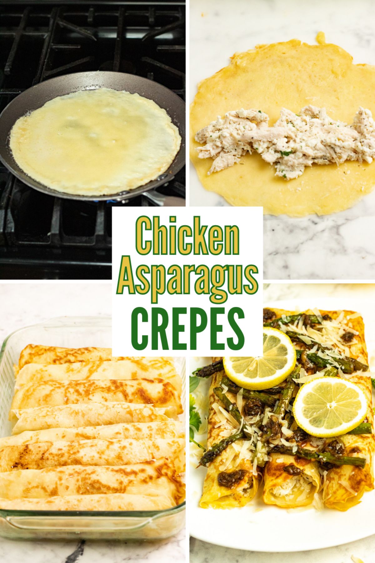 These Chicken Asparagus Crepes are light, fluffy, and perfectly filling. They make the perfect breakfast or brunch dish! #chickenasparaguscrepes #chicken #asparaguscrepes #crepesrecipe via @wondermomwannab