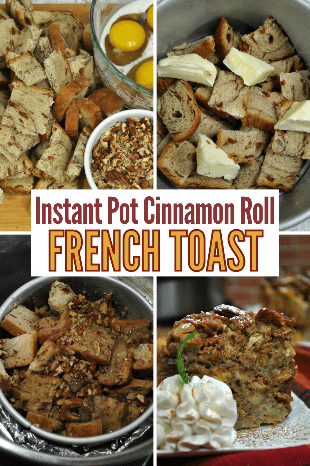 Instant Pot Cinnamon Swirl French Toast Casserole is the perfect casserole for any brunch or even dinner! Your family is going to love it. #cinnamonswirlfrenchtoastcasserole #frenchtoast #cinnamonswirl #breakfast #recipe via @wondermomwannab