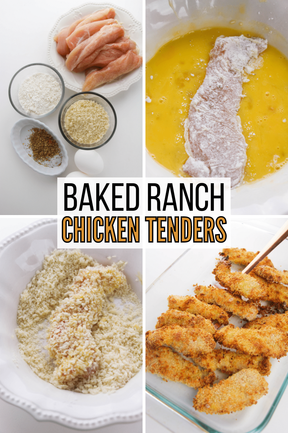 Baked Ranch Chicken Tenders are crispy, tangy and delicious, perfect for a family meal! They're simple to make and can be made gluten free. #chickentenders #ranch #chicken #bakedchickentenders #recipe via @wondermomwannab