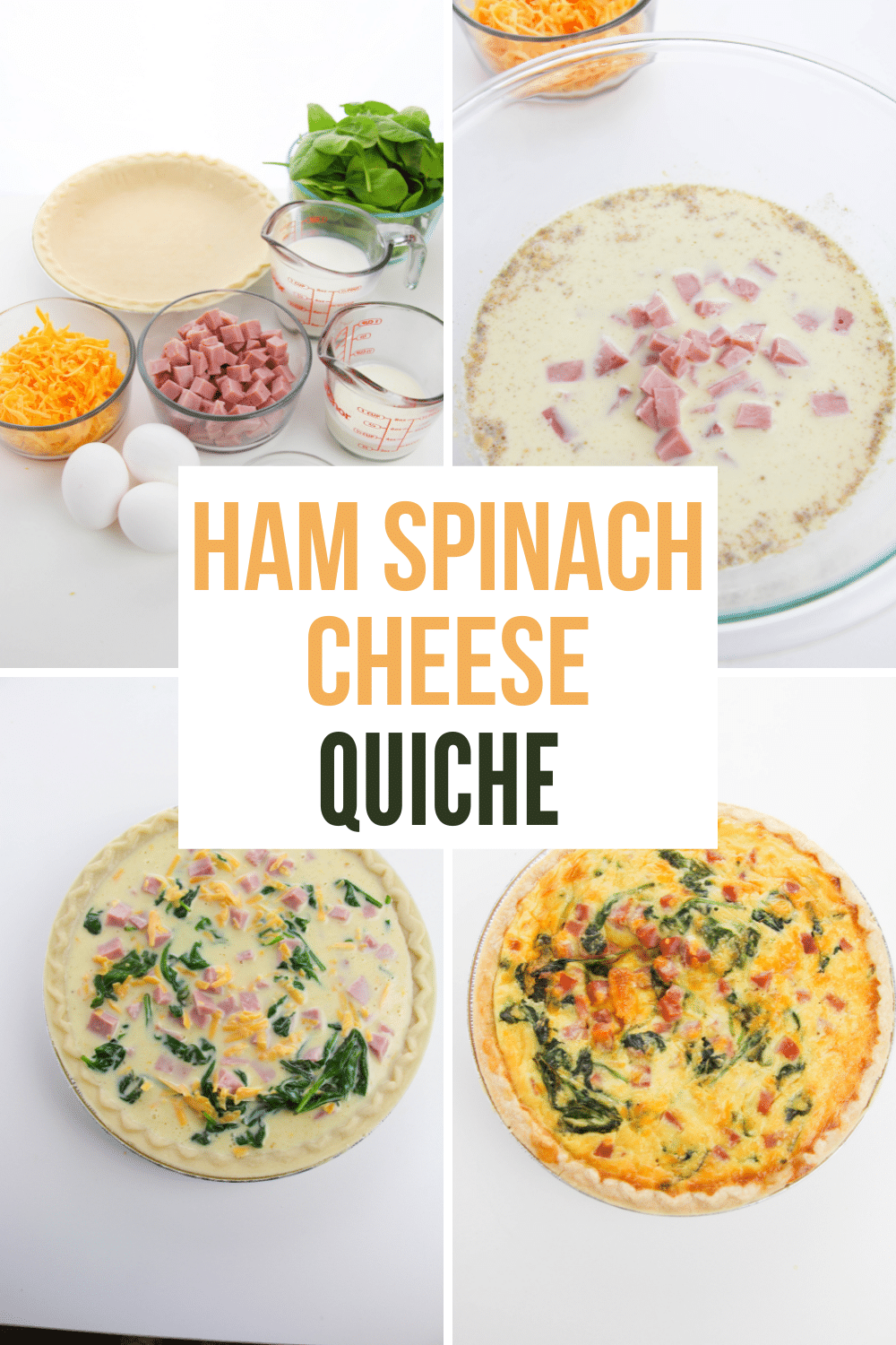 This ham spinach cheese quiche will be one of your favorite recipes. It’s versatile, easy to make, and can be eaten for any meal of the day. #quiche #ham #spinach #cheese #recipe via @wondermomwannab