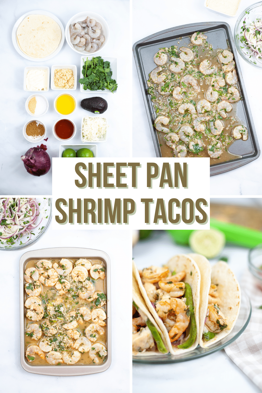 Sheet Pan Shrimp Tacos are an easy weeknight meal that is simple to make and tastes delicious! These tacos can be made in just 40 minutes. #shrimptacos #sheetpandinner #shrimp #tacos #recipe via @wondermomwannab