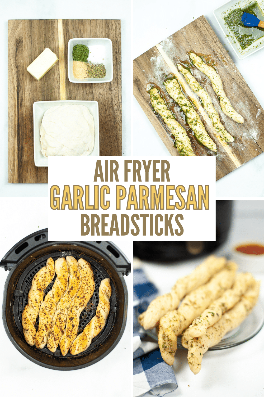 These Air Fryer Breadsticks are simple to make and so delicious! They’re crispy on the outside, and soft on the inside. A perfect side dish! #airfryer #airfryerbreadsticks #garlicparmesanbreadsticks via @wondermomwannab