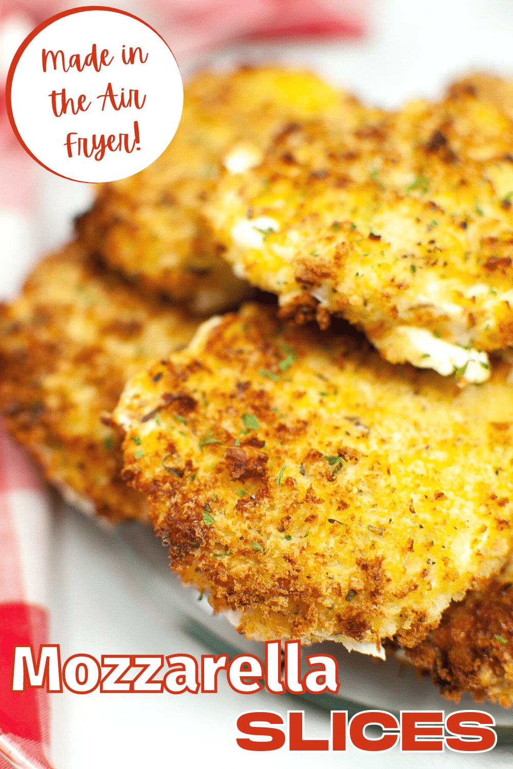These Air Fryer Mozzarella Slices are the perfect snack or appetizer! They are crispy on the outside and melty on the inside. #airfryer #airfryermozzarella #mozzarellaslices #mozzarella #appetizer via @wondermomwannab