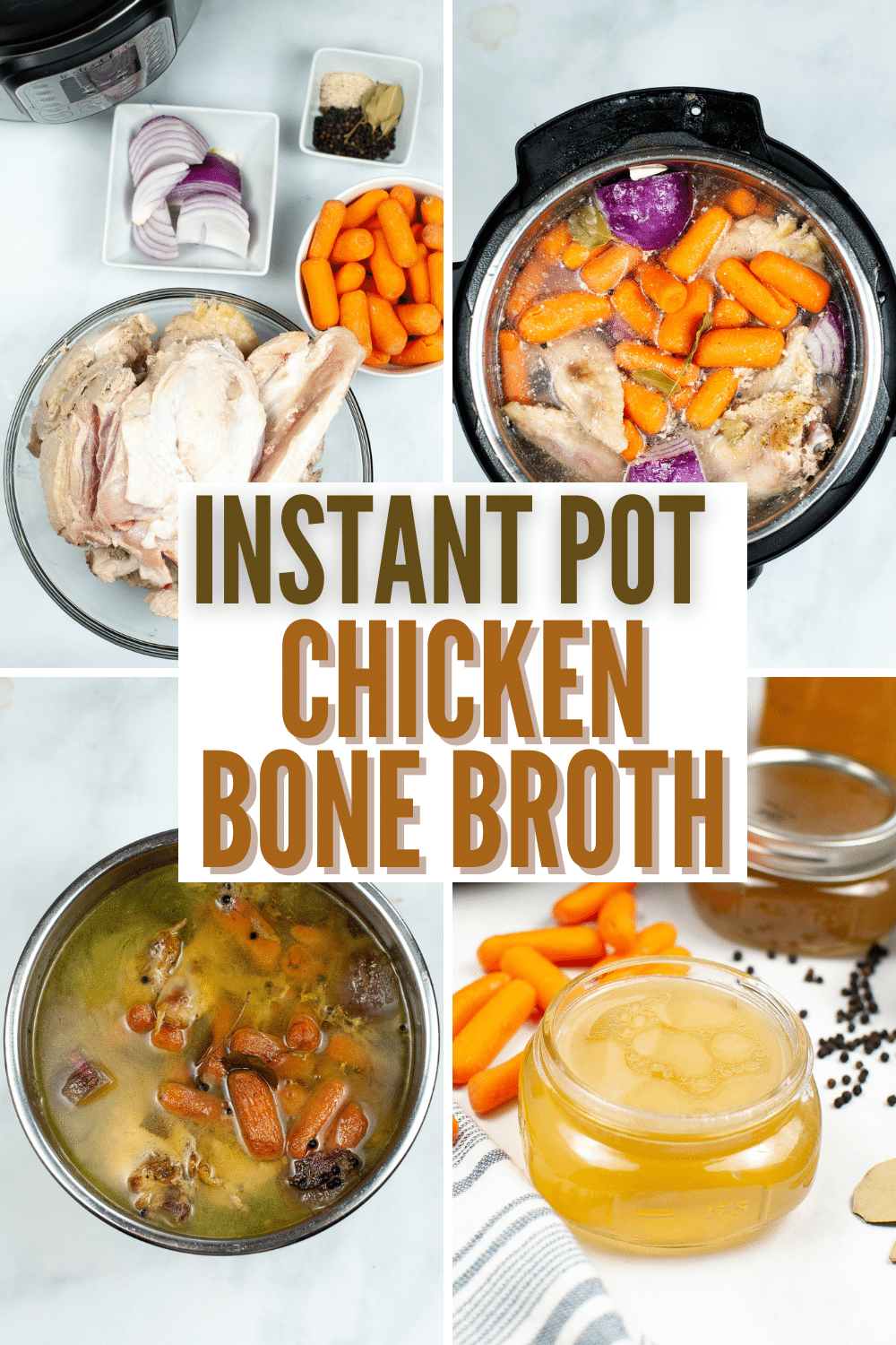 Instant Pot Chicken Bone Broth is the perfect way to get the benefits of bone broth without having to spend hours simmering on the stovetop. #instantpot #pressurecooker #chickenbonebroth #bonebroth #recipe via @wondermomwannab