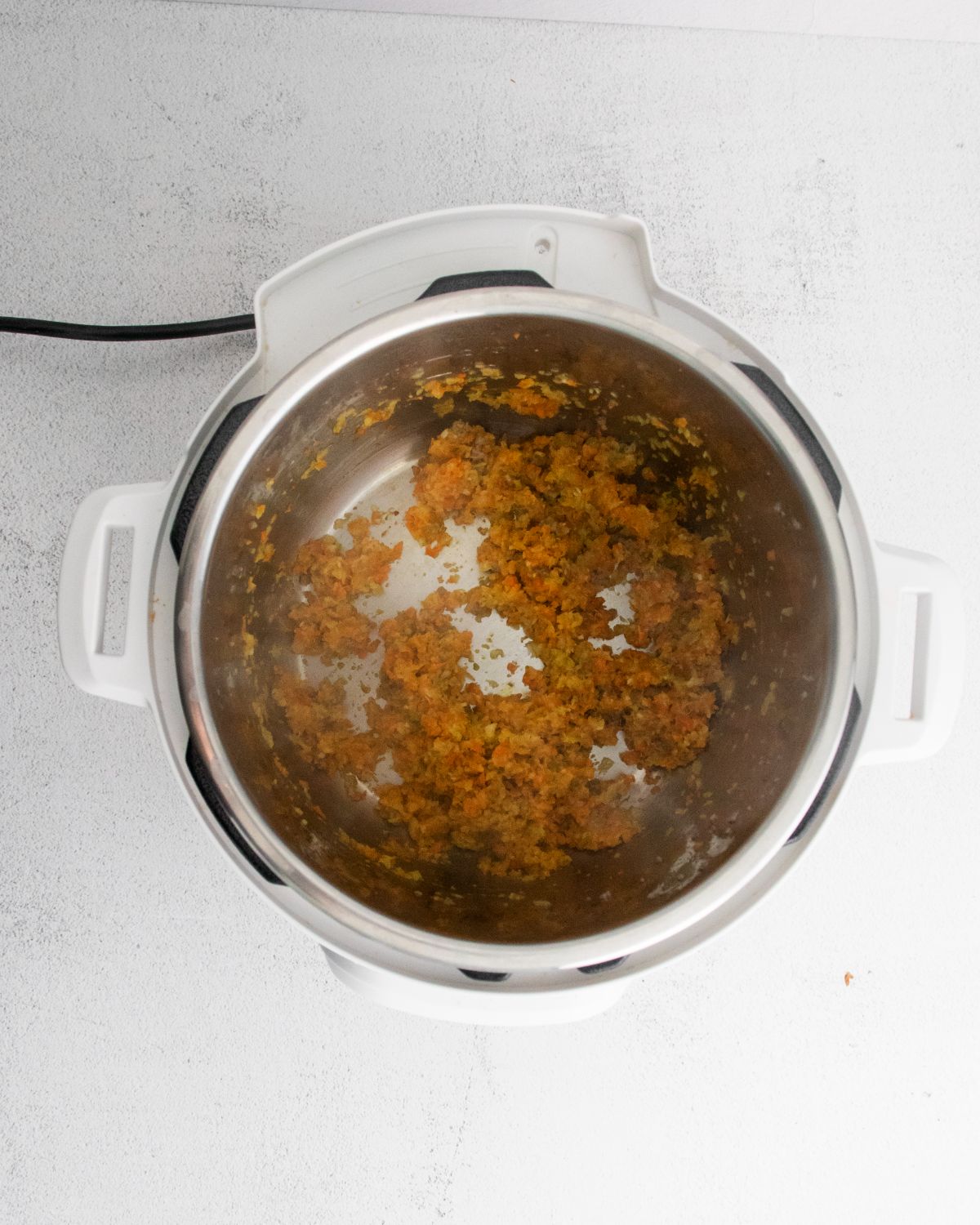 saute ground veggies inside the instant pot