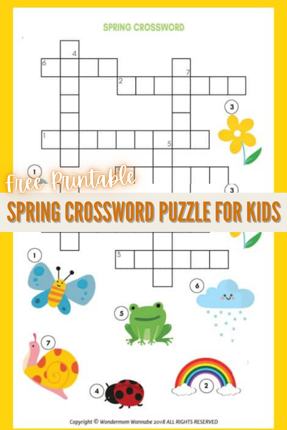 This printable spring crossword puzzle for kids is a perfect way to teach children about the spring season at home or at school. #spring #crosswordpuzzle #printables via @wondermomwannab