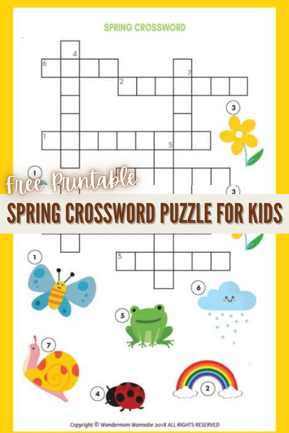 This printable spring crossword puzzle for kids is a perfect way to teach children about the spring season at home or at school. #spring #crosswordpuzzle #printables via @wondermomwannab
