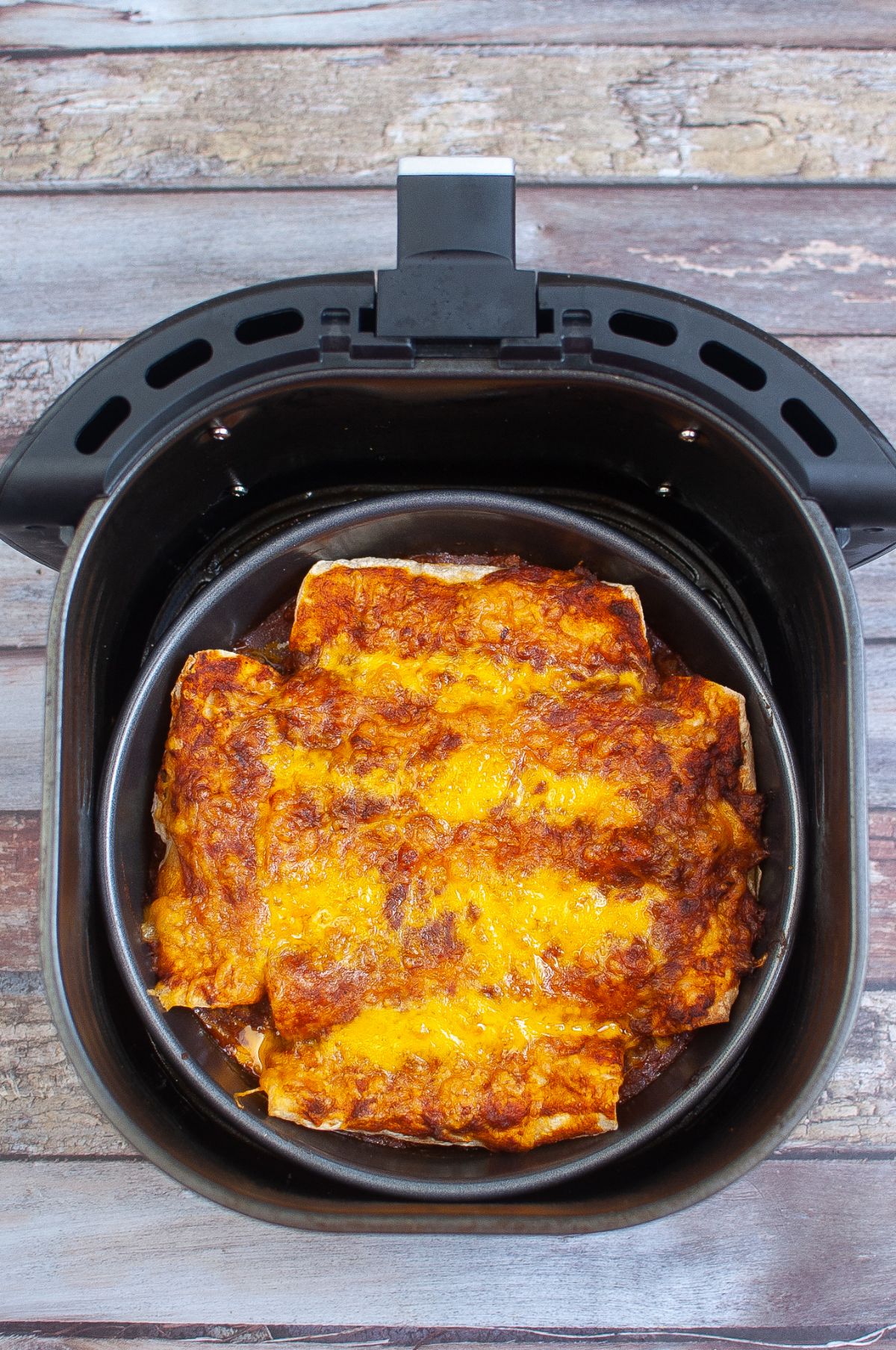 cooked enchiladas in an air fryer