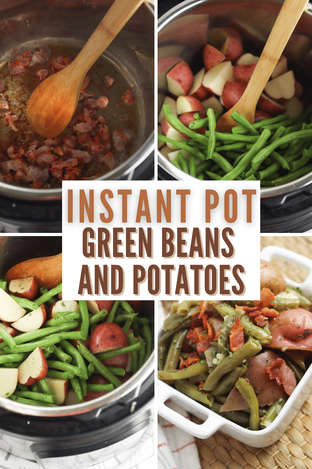 Instant Pot Green Beans and Potatoes are a delicious and healthy side dish perfect for a weeknight meal. It's ready in just 30 minutes. #instantpot #pressurecooker #greenbeans #potatoes #recipe via @wondermomwannab