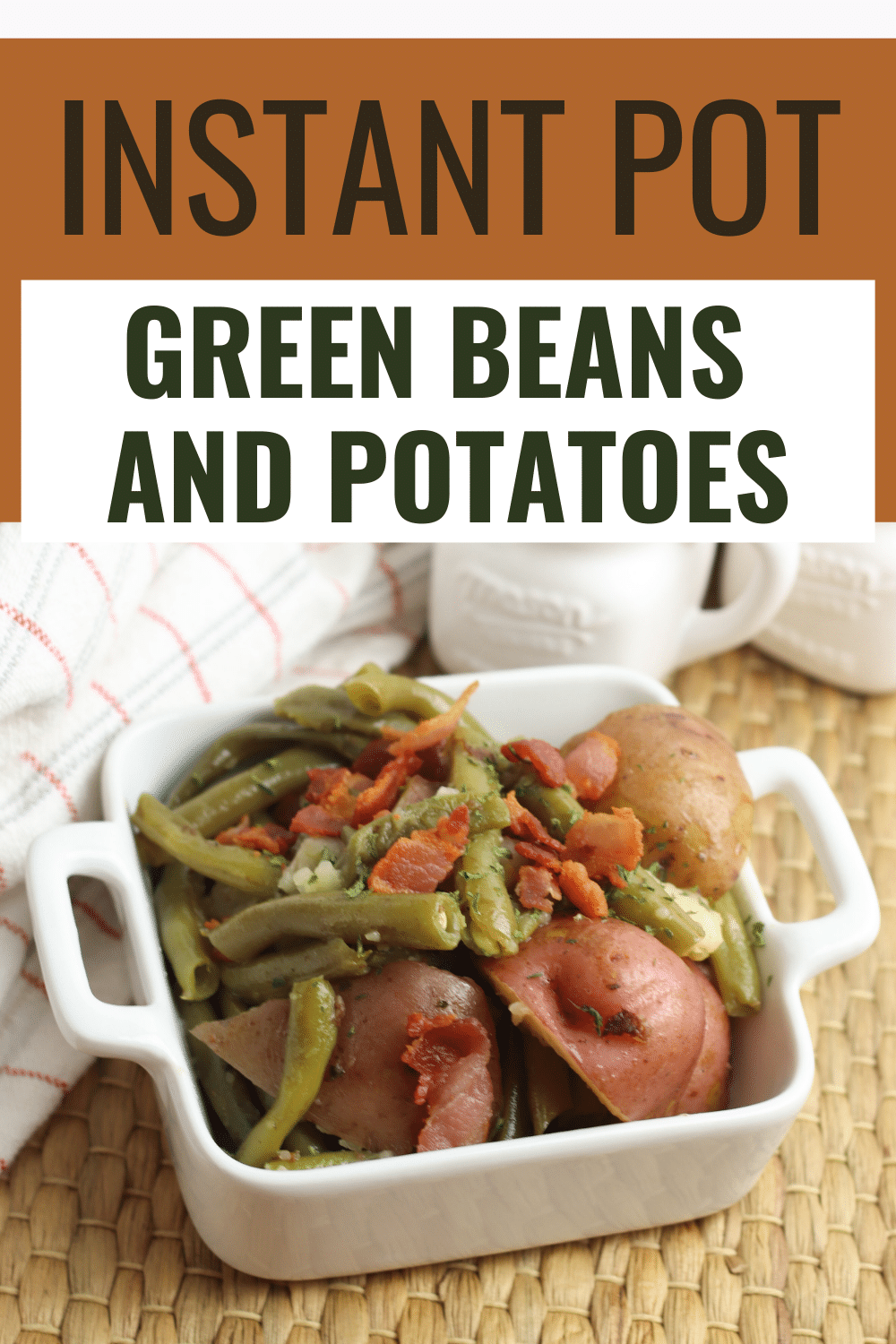Instant Pot Green Beans and Potatoes are a delicious and healthy side dish perfect for a weeknight meal. It's ready in just 30 minutes. #instantpot #pressurecooker #greenbeans #potatoes #recipe via @wondermomwannab