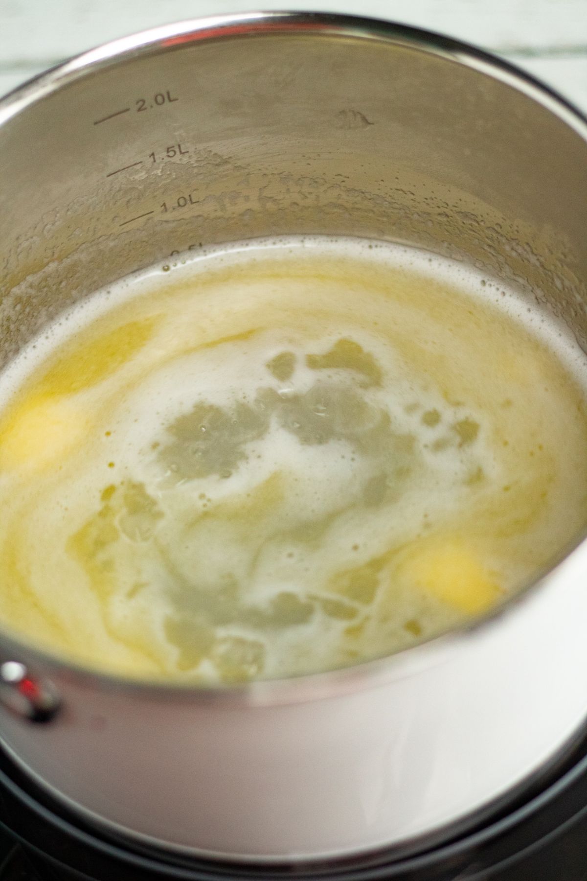 melted butter and sugar in a saucepan 
