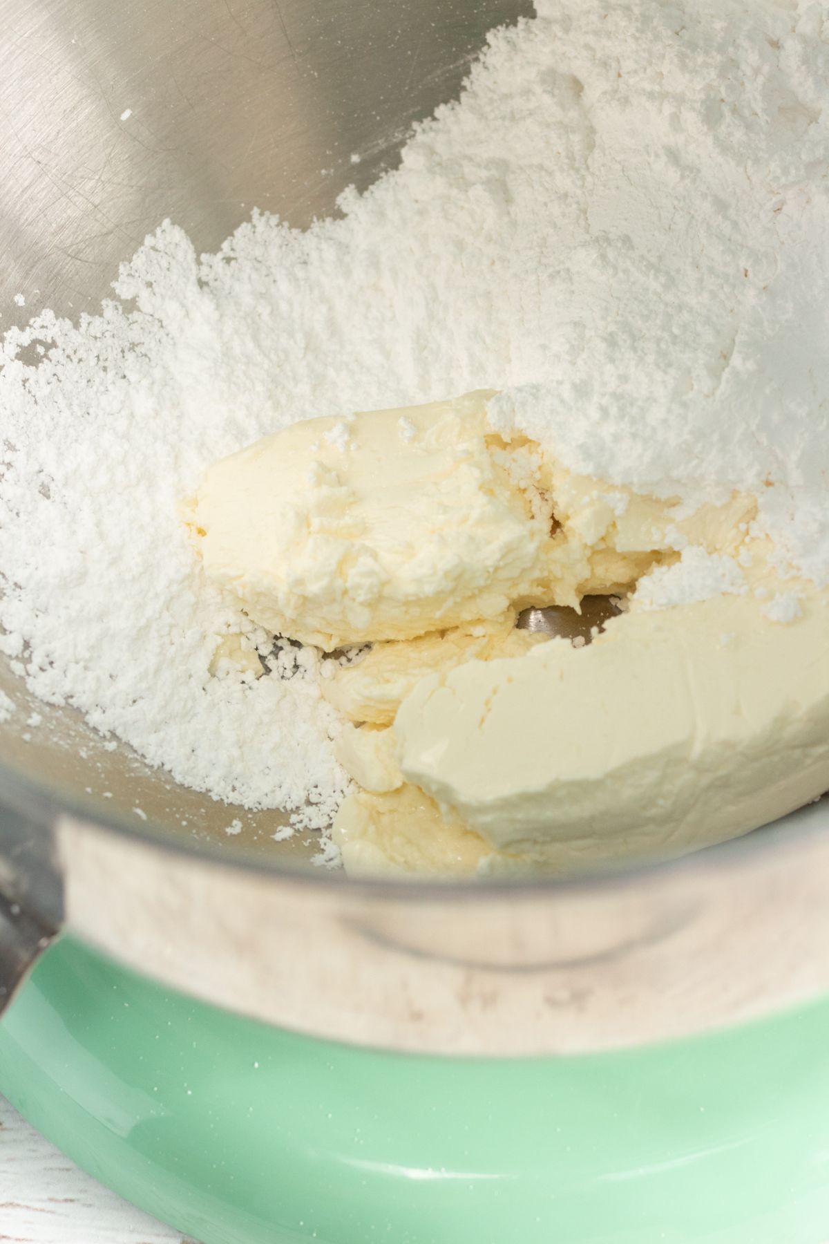 cream cheese, powdered sugar and  vanilla in a mixing bowl