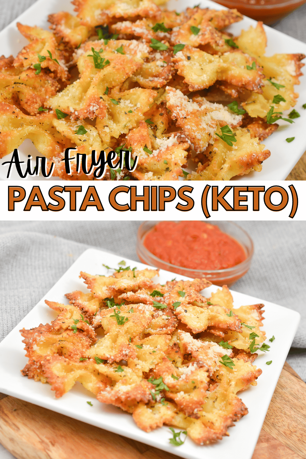 Air Fryer Pasta Chips are the perfect snack! They're crispy, full of flavor, and easy to make. All you need is pasta and some seasonings. #airfryer #airfryerpastachips #pastachips via @wondermomwannab