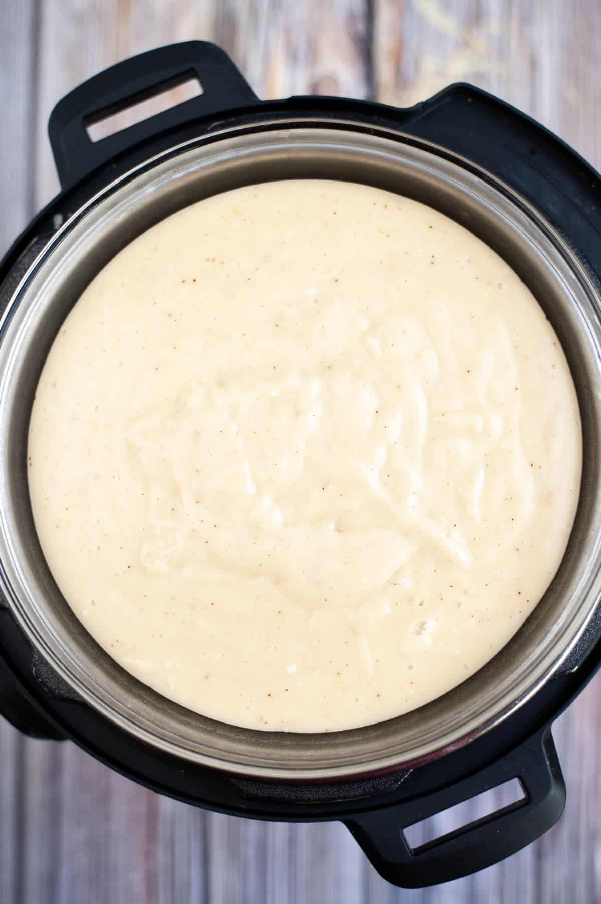 Swiss cheese fondue made in the Instant Pot