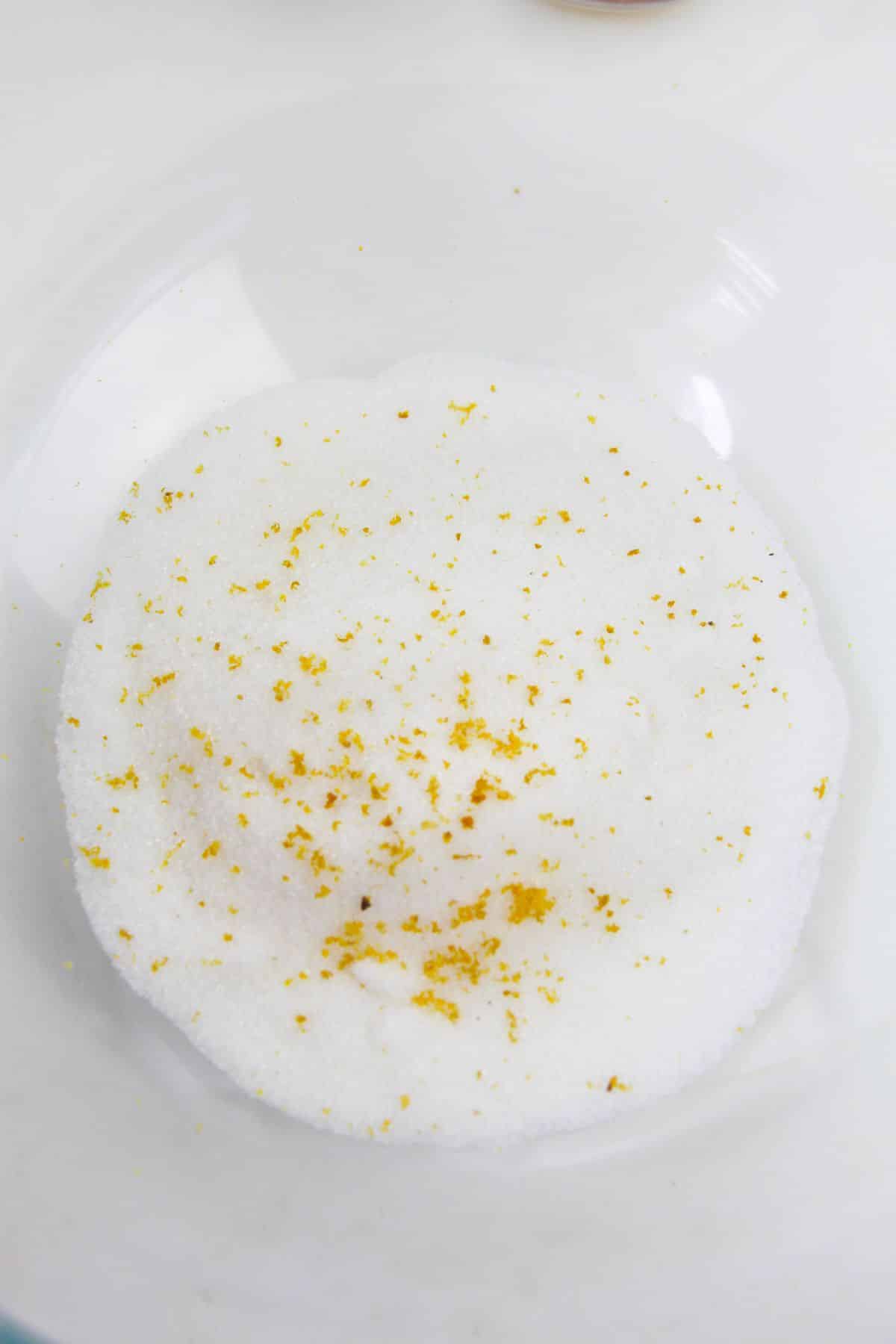 sugar and lemon in a small glass bowl