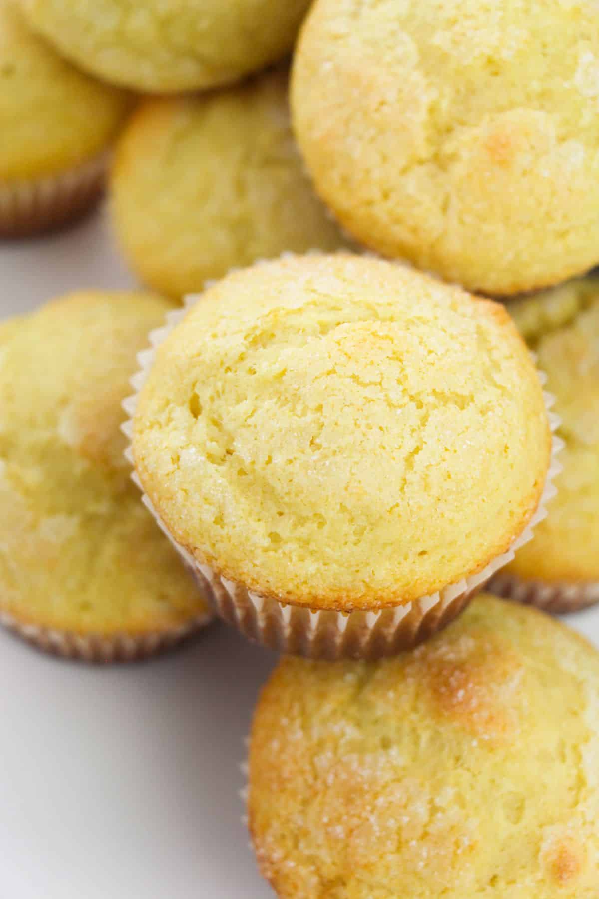 a closeup of Ricotta Lemon Muffins