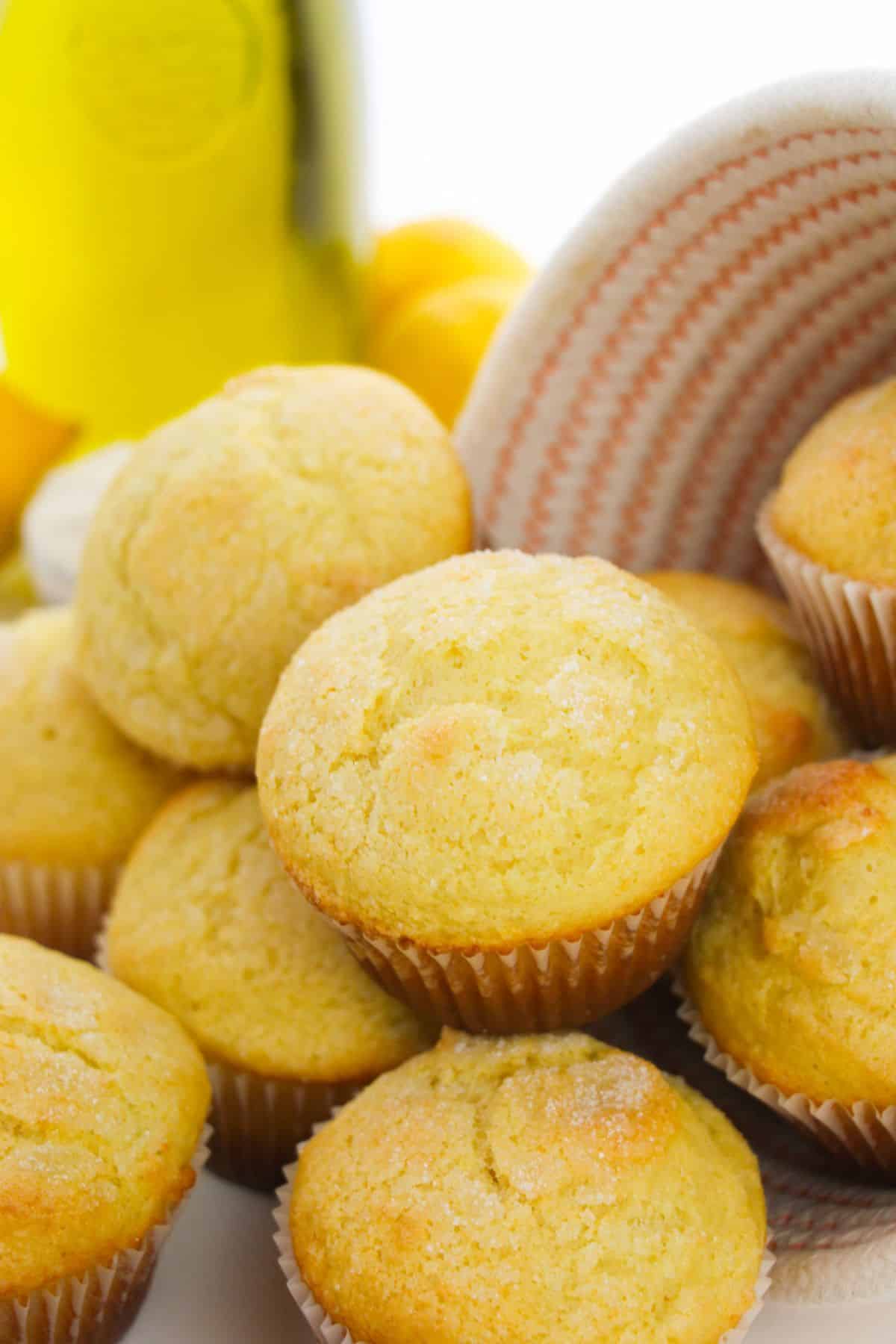 Ricotta Lemon Muffins in a basket
