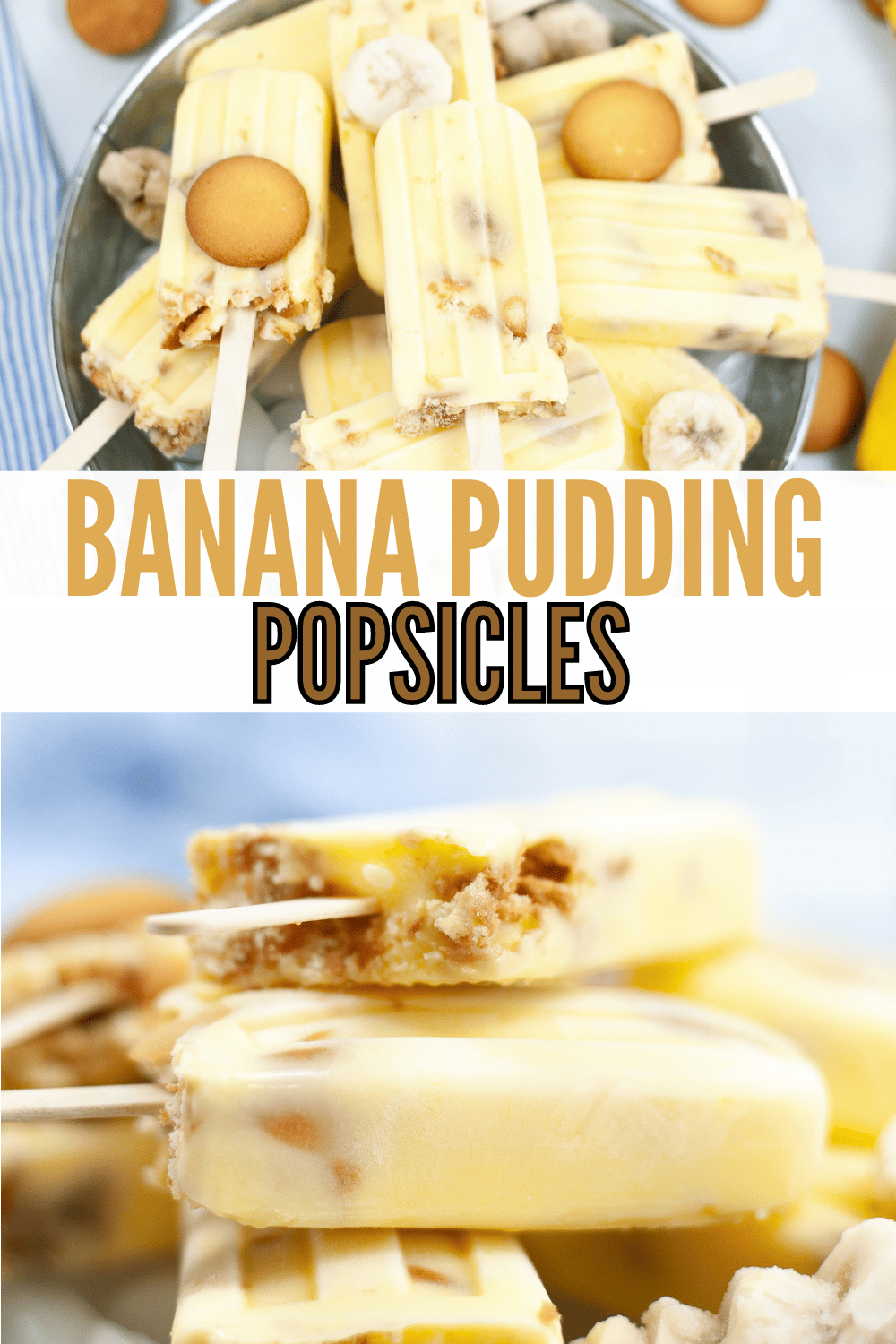 These Banana Pudding Popsicles are my new favorite summer dessert! They are so easy to make, and they taste just like banana pudding. #bananapuddingpopsicles #bananapudding #popsicles #summerdessert via @wondermomwannab